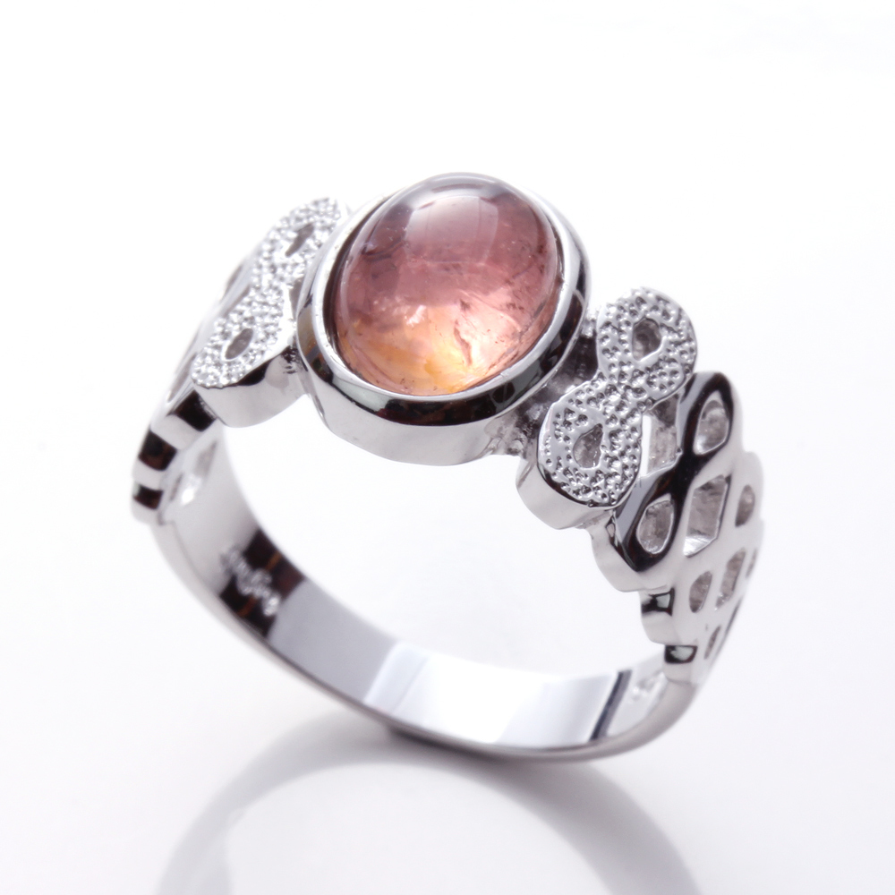 【雅紅珠寶】天然碧璽戒指-925純銀飾-蝶舞仙境-R0243