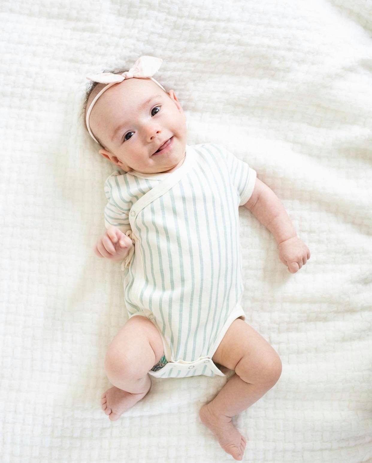 PEHR - 有機棉質短袖條紋包屁衣 Kimono（SEA）