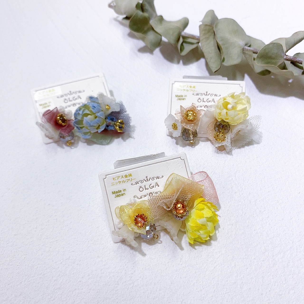 [日本制] 人造花蕾絲耳環 (防敏感)