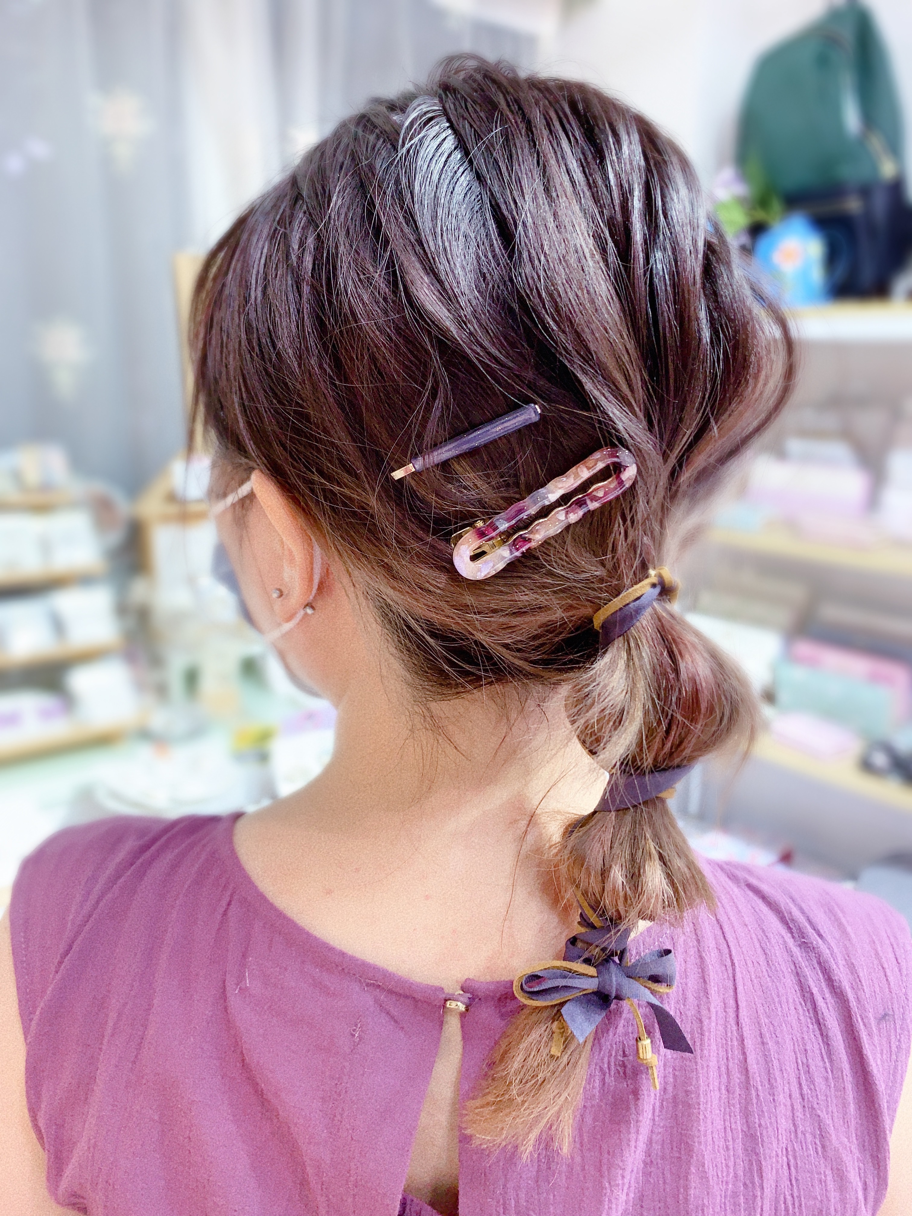 [日本制] 亞克力大理紋髮夾SET