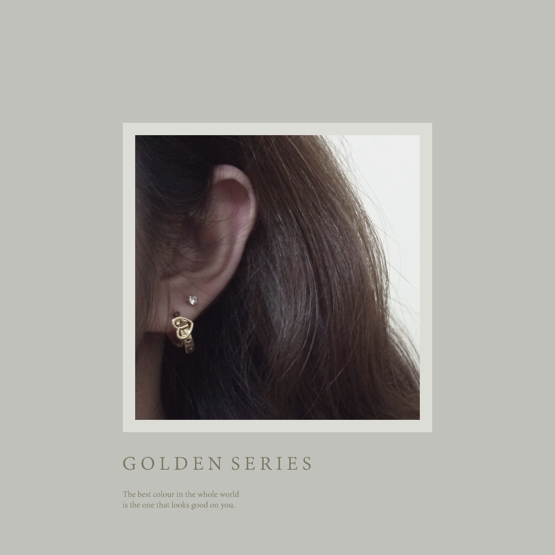 #現貨 (ACCP510) Golden Series 愛心皮帶耳圈