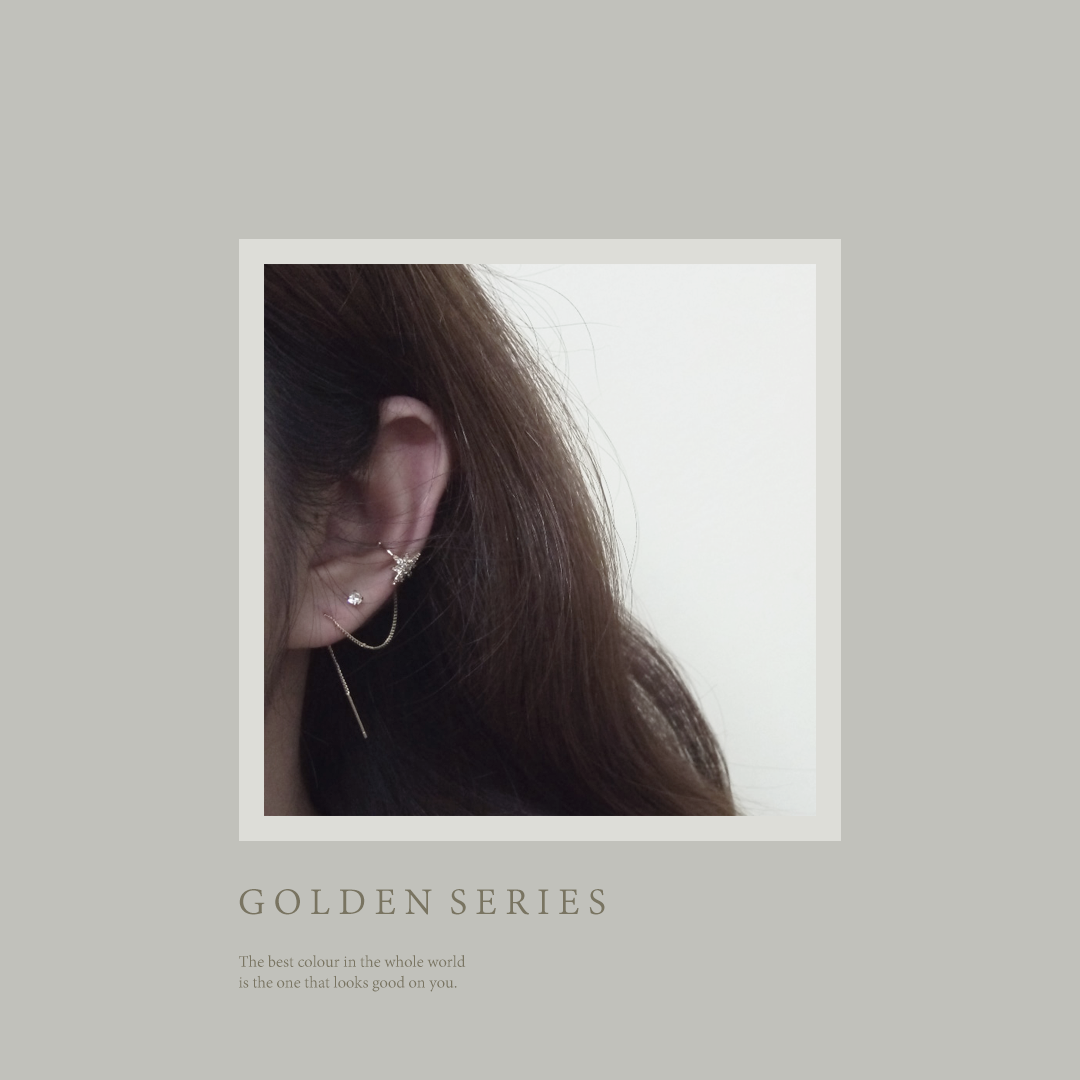 #現貨 (ACCP520) Golden Series 鋯石垂墜耳線