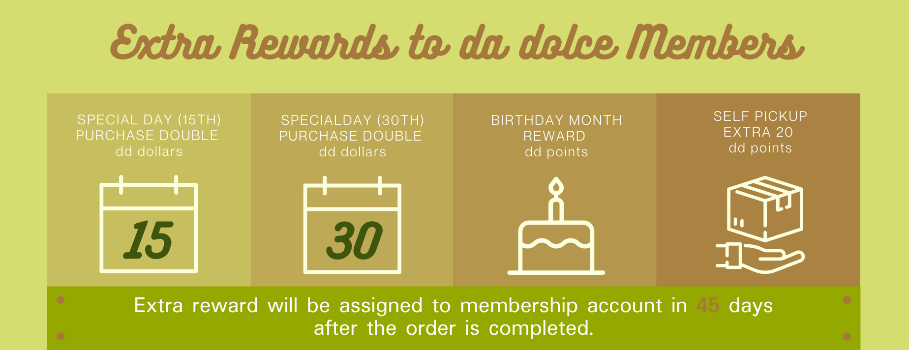 extra reward dd points to da dolce members