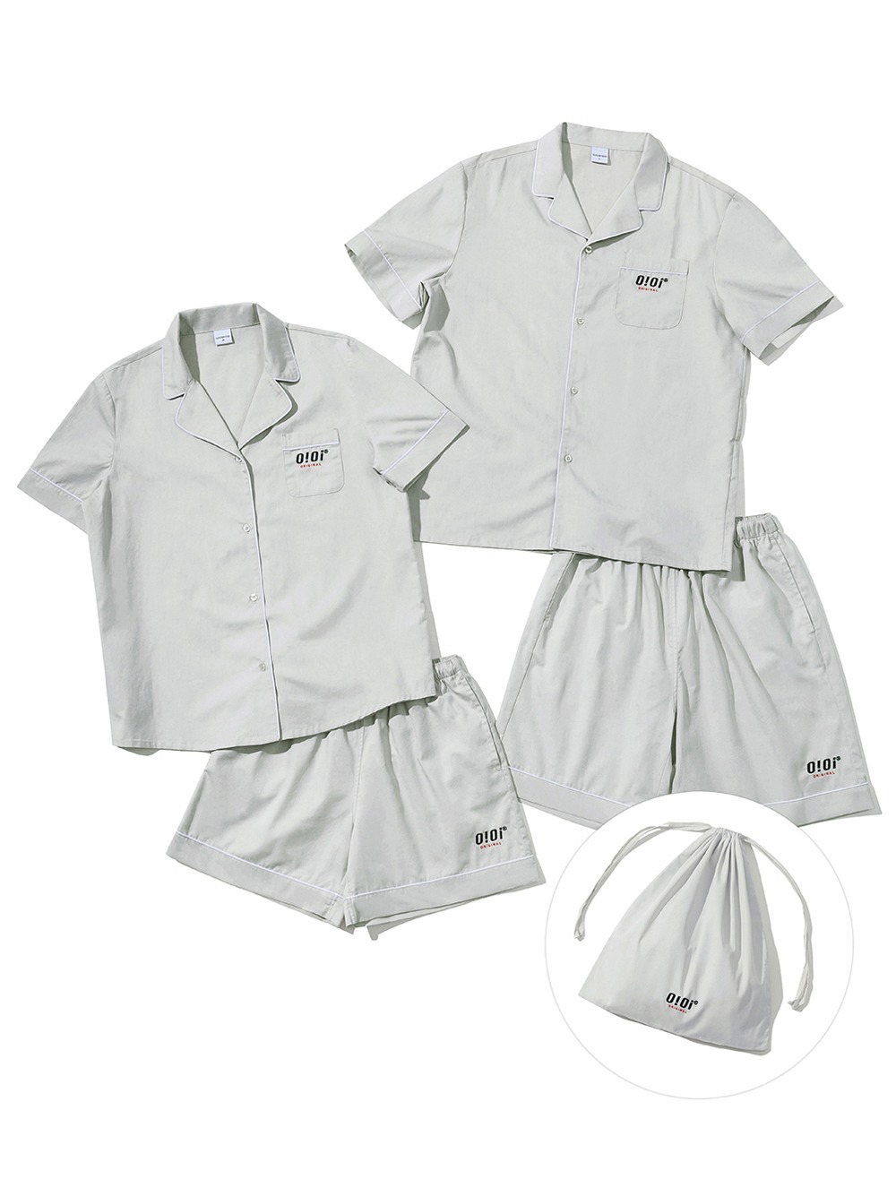 5252byOiOi BASIC LOGO HALF PAJAMAS [GREY]