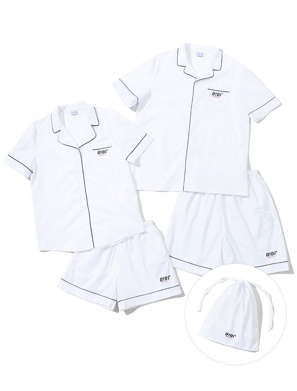5252byOiOi BASIC LOGO HALF PAJAMAS [WHITE]