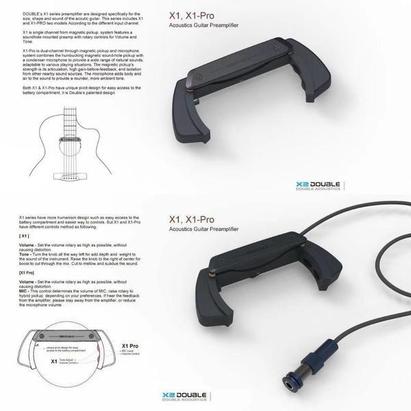 DOUBLE Double X1 PRO X1-PRO 吉他 雙系統拾音器 免開側孔 含麥克風打板可收音 雙拾音器 第 4 張圖片｜三峽弦樂器