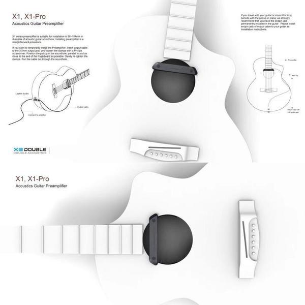 DOUBLE Double X1 PRO X1-PRO 吉他 雙系統拾音器 免開側孔 含麥克風打板可收音 雙拾音器 第 5 張圖片｜三峽弦樂器