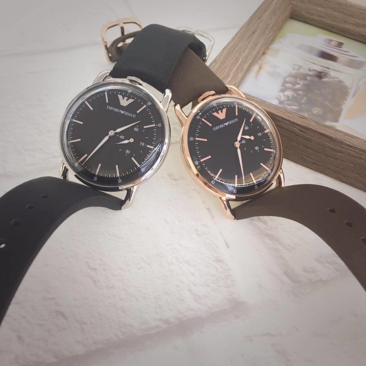 【EMPORIO ARMANI】Aviator 飛行者時尚單眼男錶 AR11336 黑色 / AR11337 咖啡色43mm 現代鐘錶