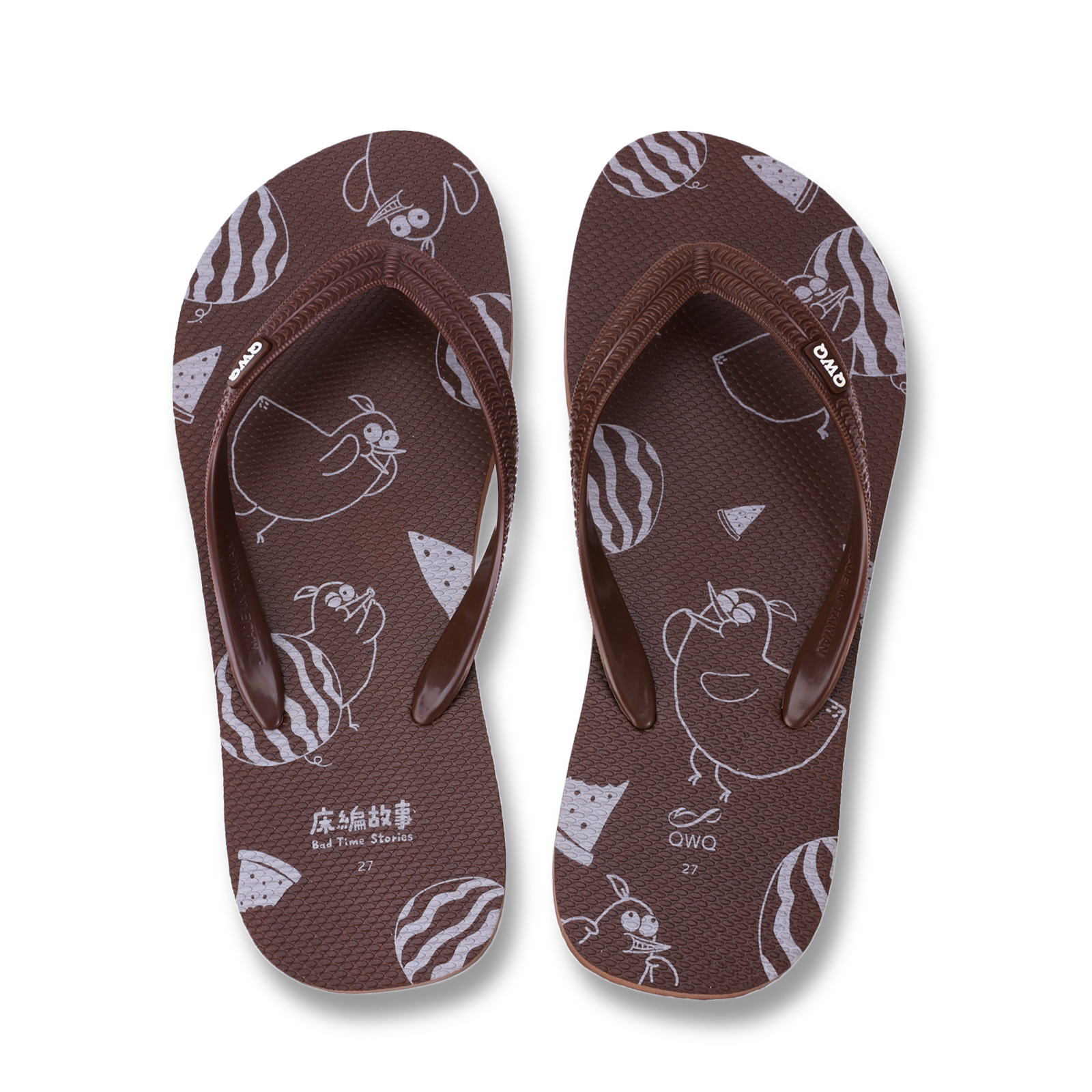 床編故事 小雞汁簡約風 男款粗帶人字夾腳拖鞋 焦糖棕