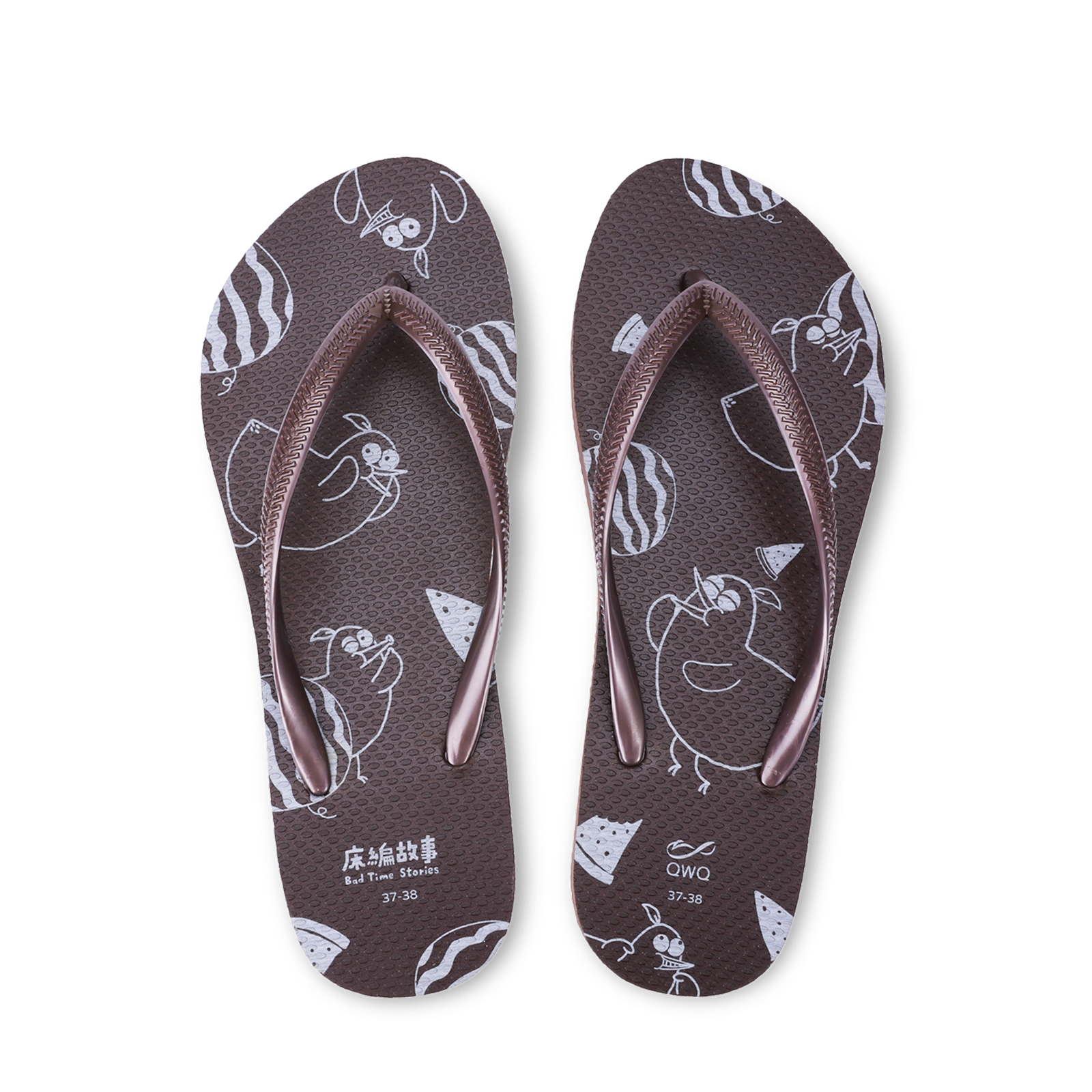 床編故事 小雞汁簡約風 女款細帶人字夾腳拖鞋 焦糖棕