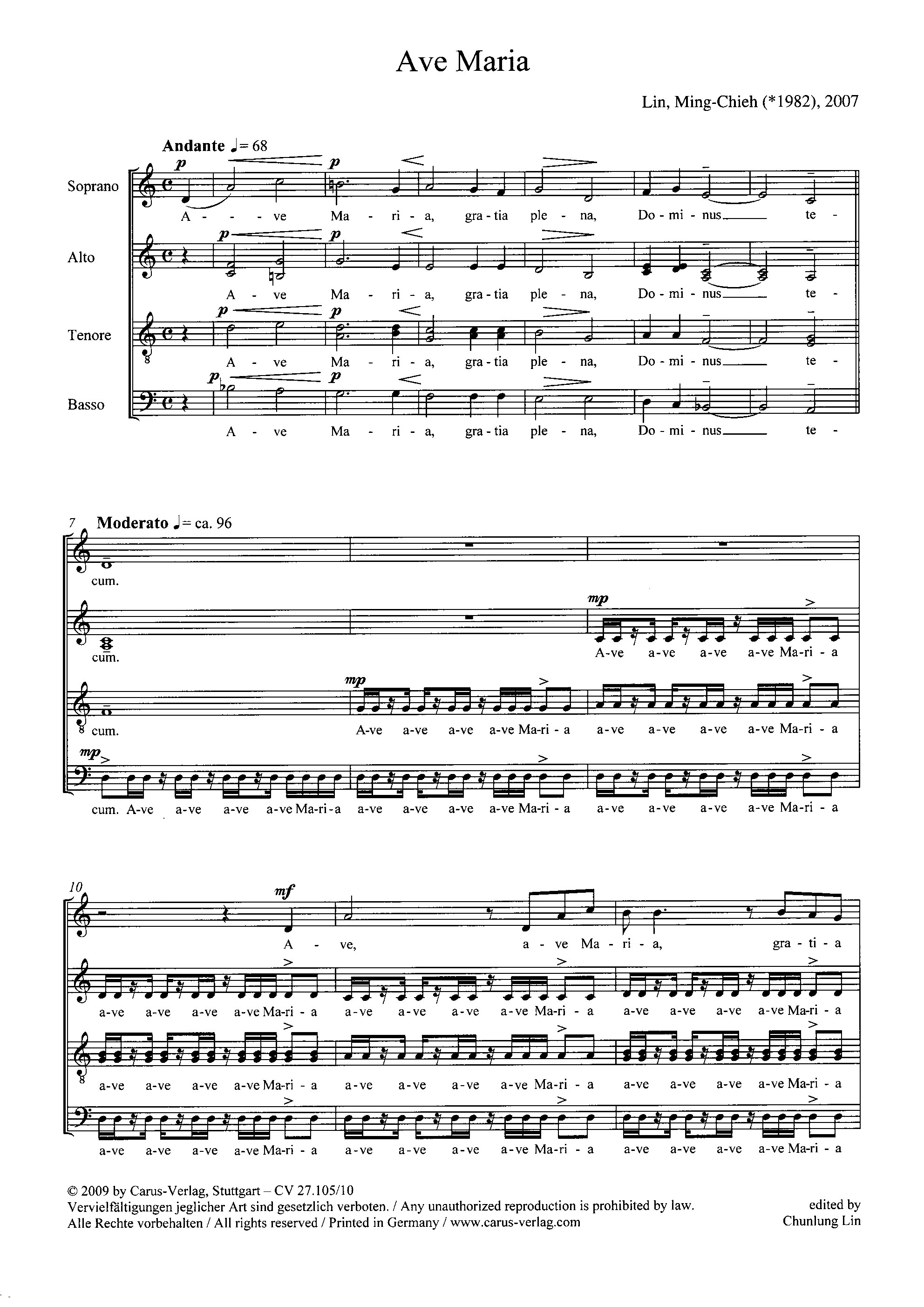 【混聲四部】《Ave Maria》