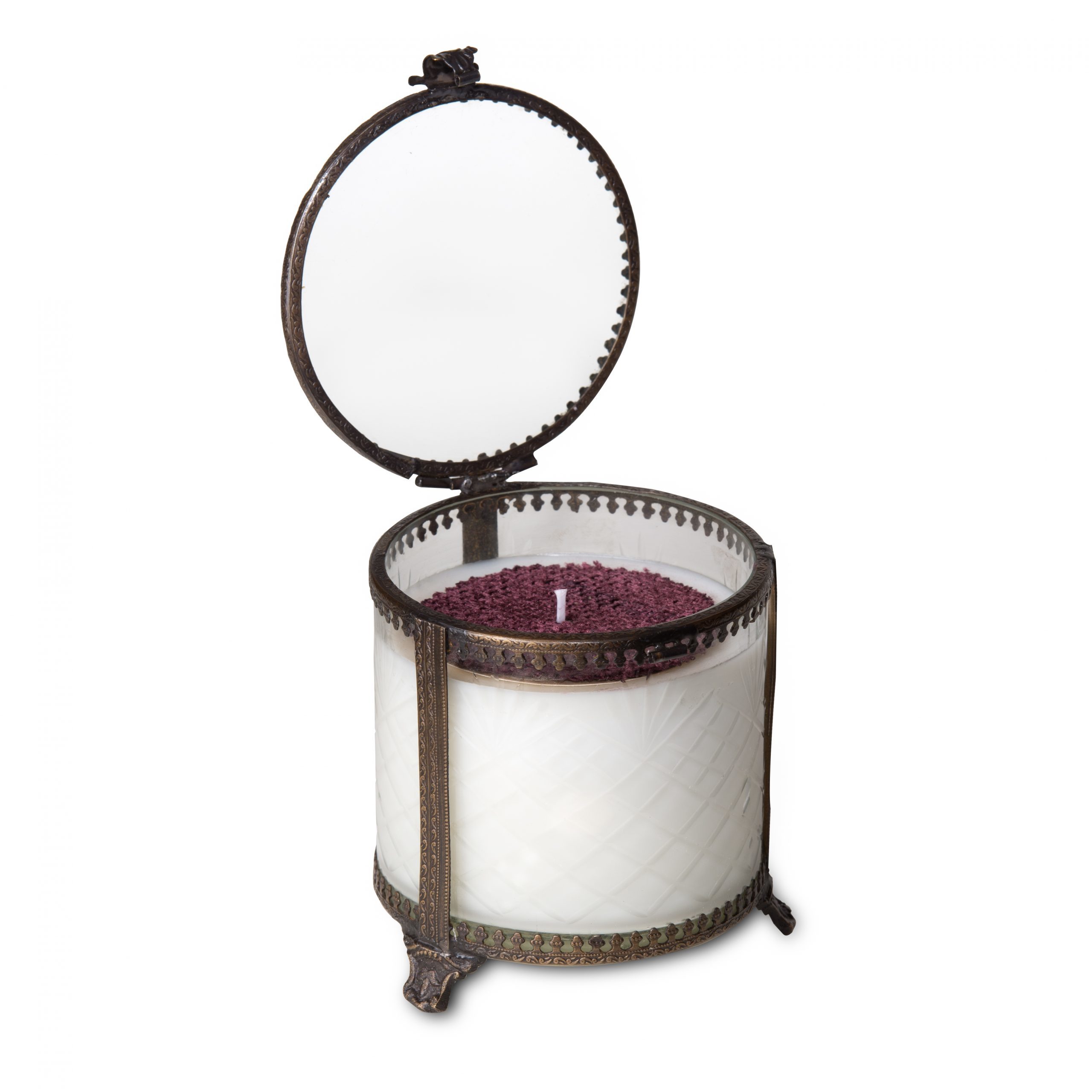 美國手工蠟燭Ginger Patchouli 廣藿香-古董雕花掀蓋玻璃盒