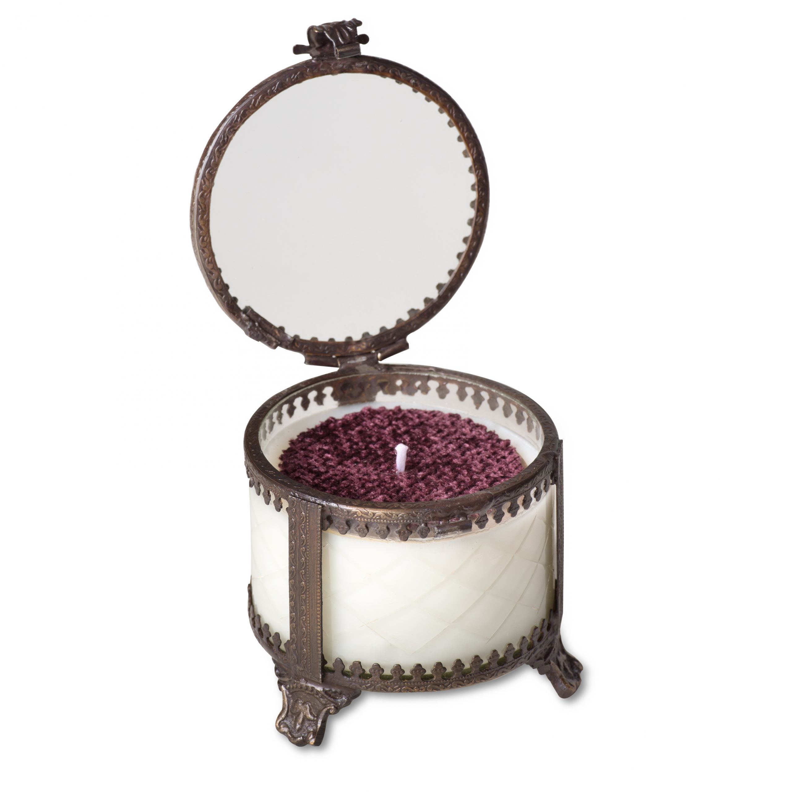 美國手工蠟燭Red Currant 紅醋栗-古董雕花掀蓋玻璃盒