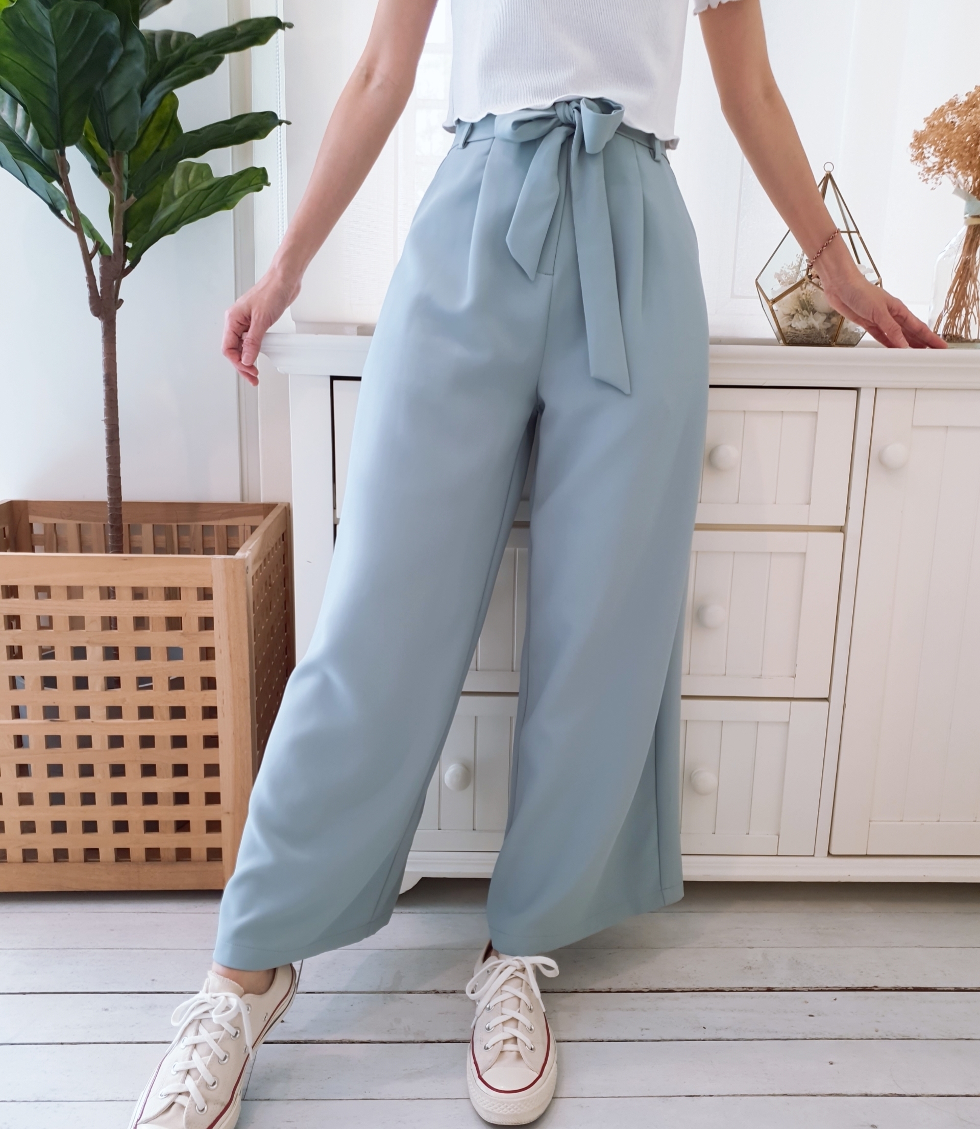 HIGH WAIST BELTED LONG CULOTTES