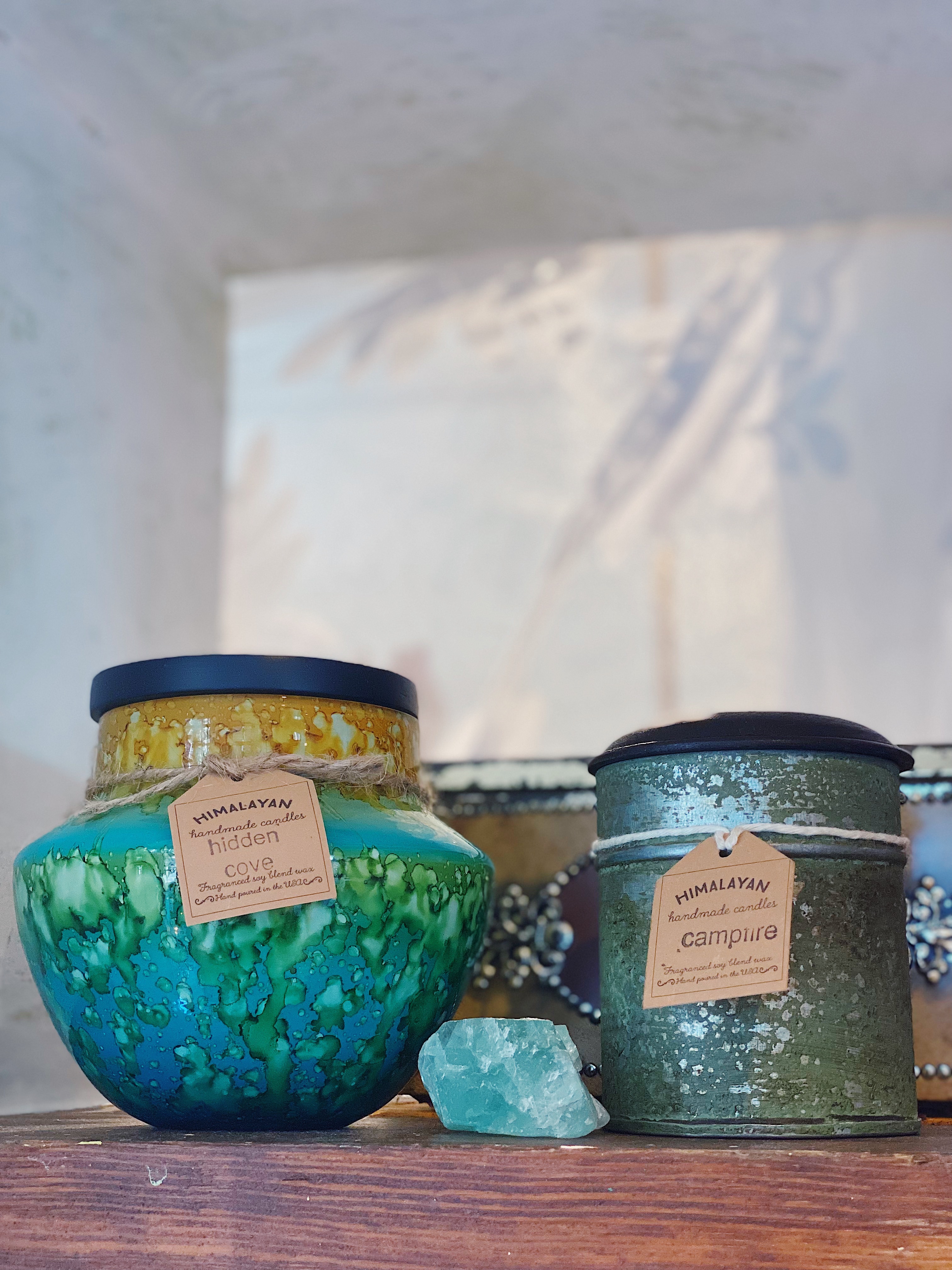 美國手工蠟燭Campfire 煙燻營火-鼠尾草綠鐵鏽木蓋鋁罐