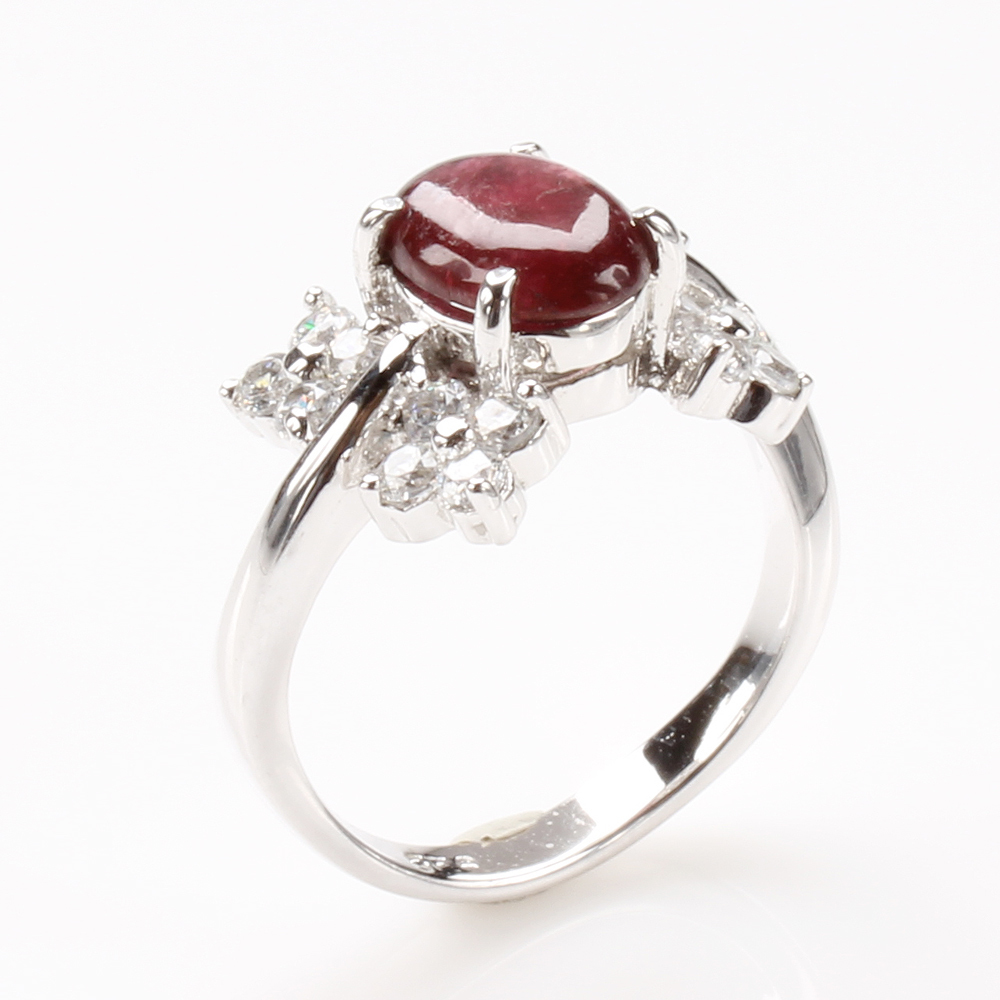 【雅紅珠寶】天然碧璽戒指-尾戒-925銀飾-幸運草-R0246