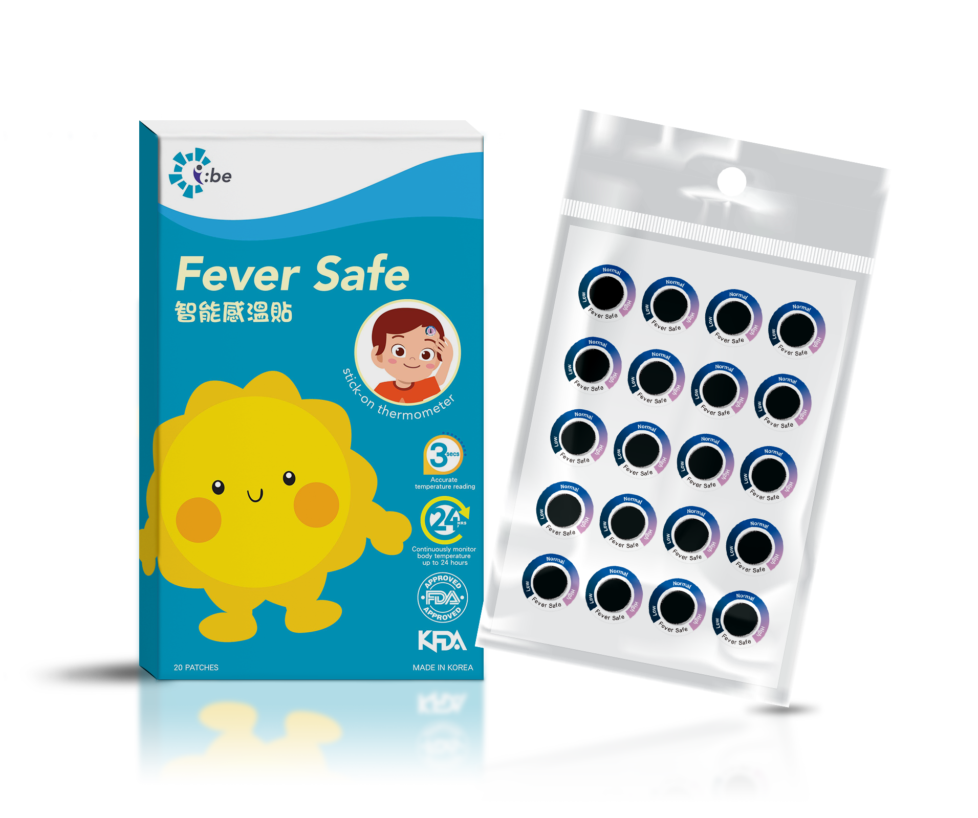 ibe智能感溫貼【正品】安全高敏度液體水晶，精確度 高 達99%，隨時隨地都可立即使用【ibe Fever Safe 】