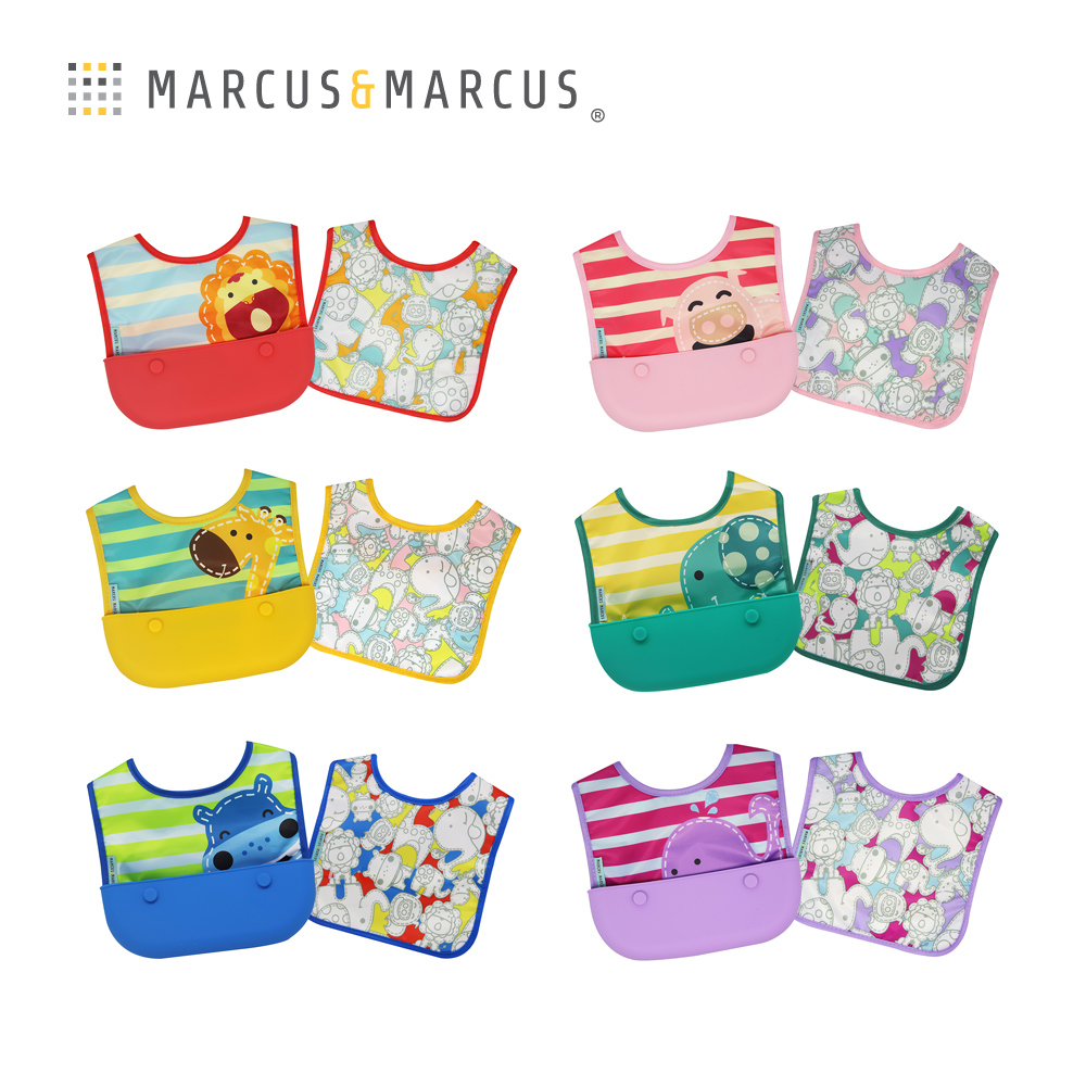 Marcus&Marcus 動物樂園3合1大口袋旅行圍兜