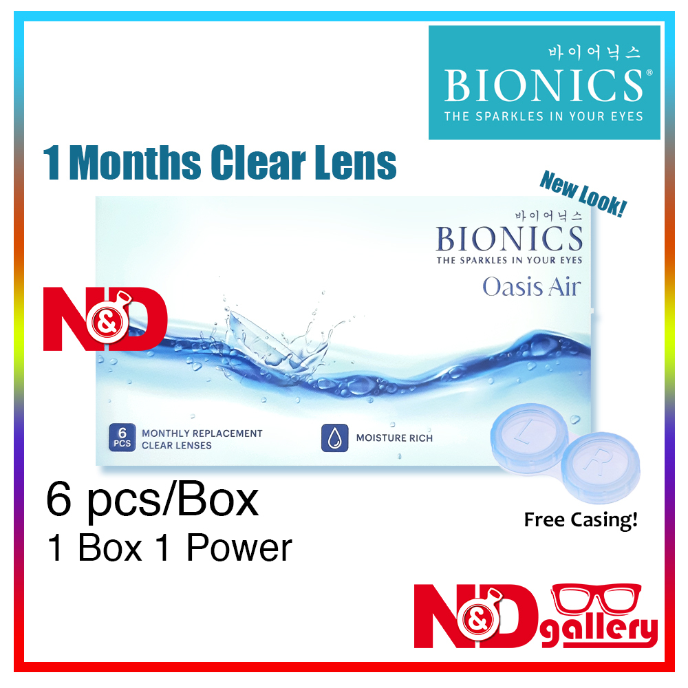 Bionics Oasis air Aspheric 1 Month Clear Contact  Lens 6 pcs/box (0.50 to -10.00) Ready Stock