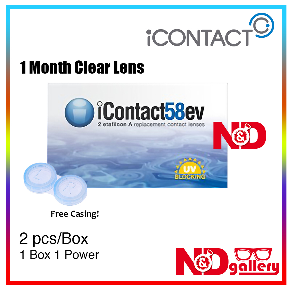icontact58ev 1 Month Clear contact lens 2 pcs/Box ready stock (0.50 to -10.00)