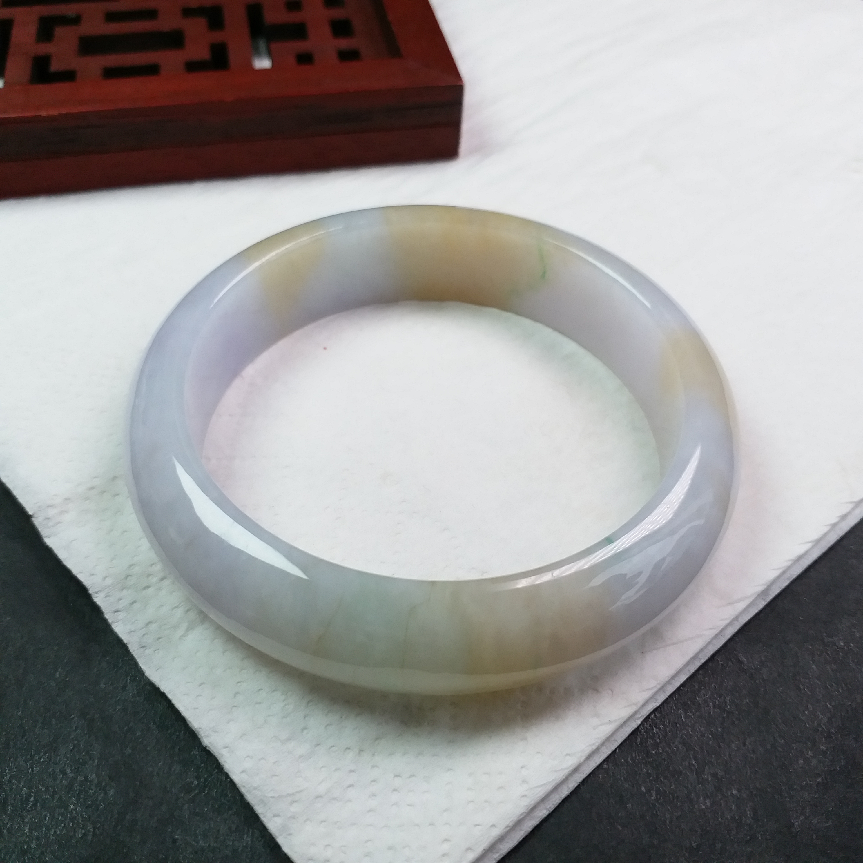 JP389 冰三彩寬版玉鐲 58.5mm (1.56)