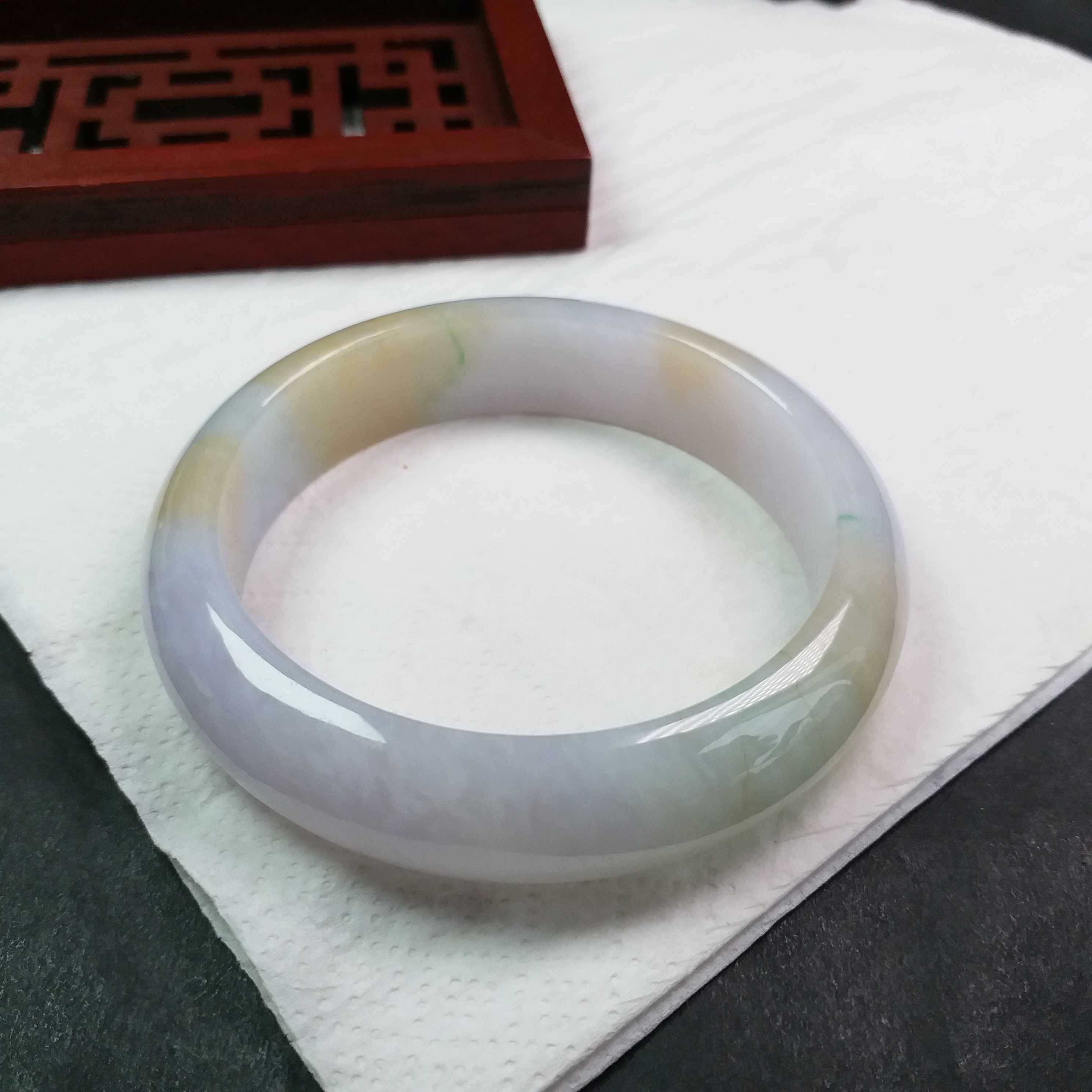 JP389 冰三彩寬版玉鐲 58.5mm (1.56)