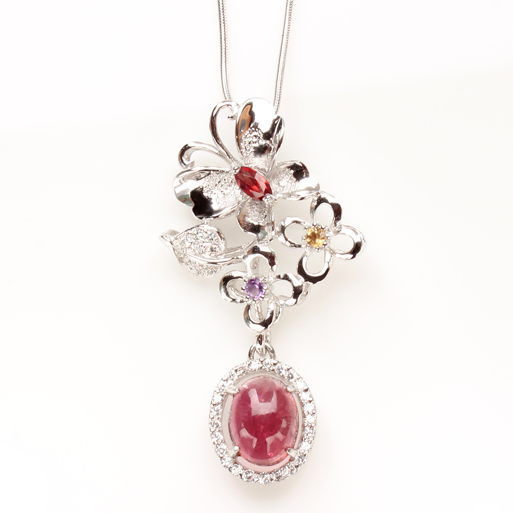 【雅紅珠寶】天然碧璽項鍊-925銀飾-絢麗多彩-N0220