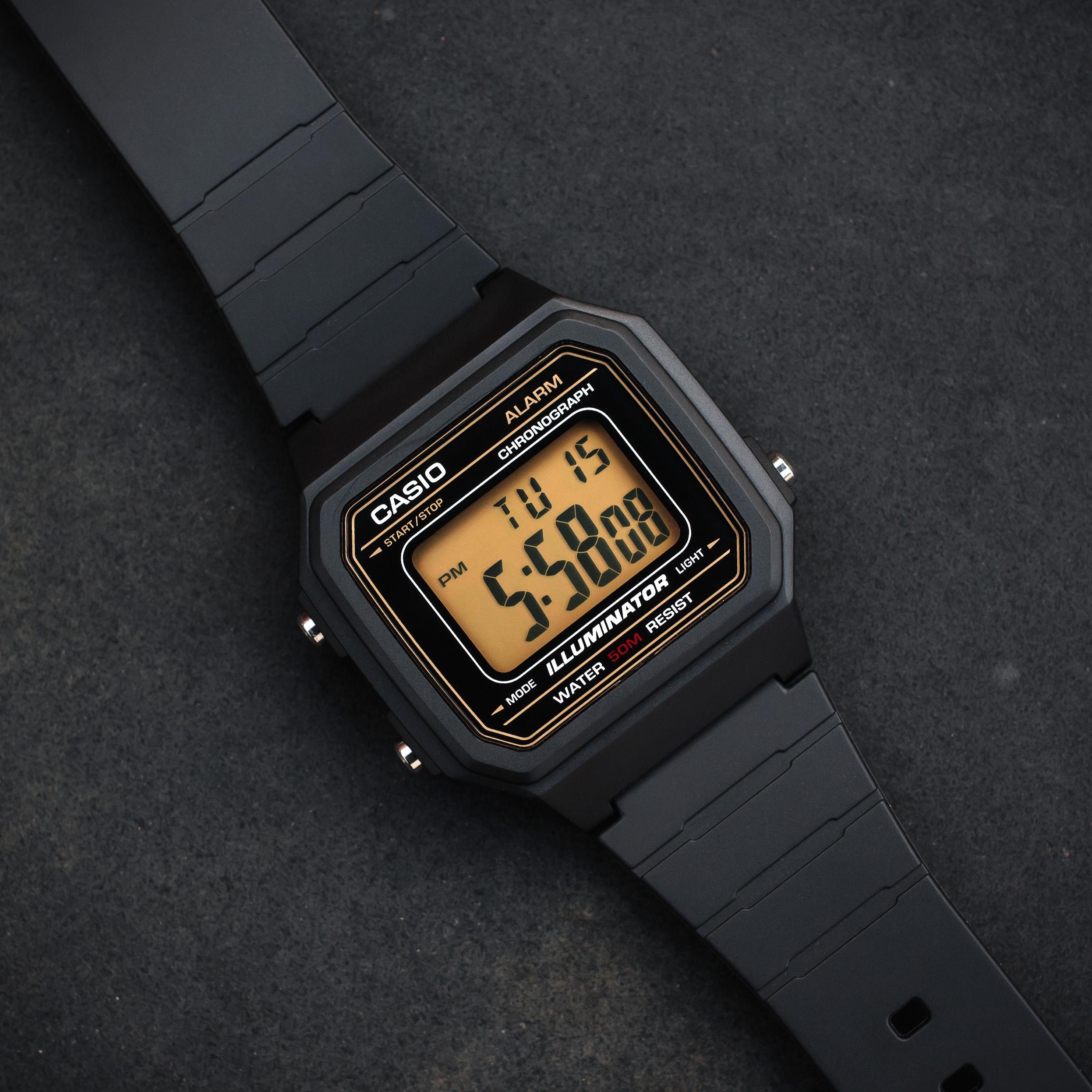 Casio W-217H-9A 啡面 復古跳字 膠錶