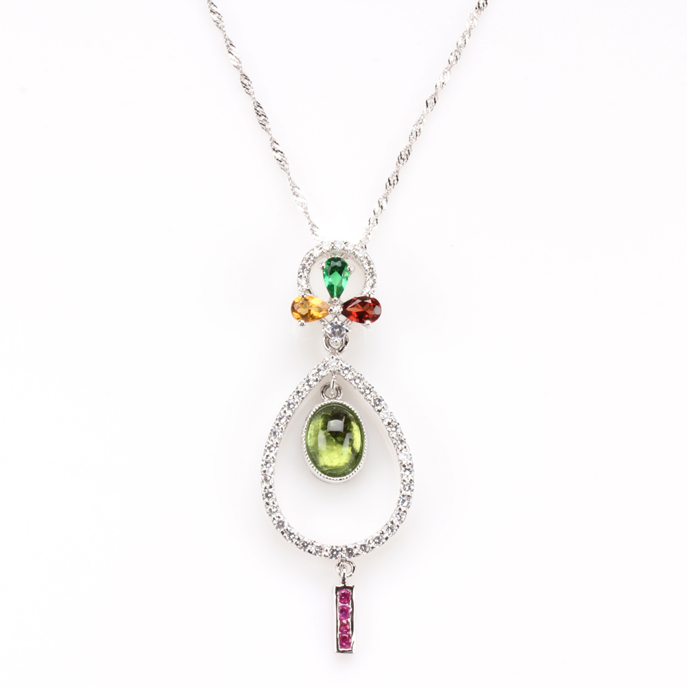 【雅紅珠寶】天然碧璽項鍊-925銀飾-舞態生風-N0178