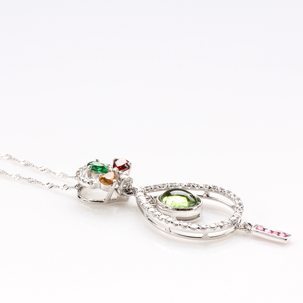 【雅紅珠寶】天然碧璽項鍊-925銀飾-舞態生風-N0178