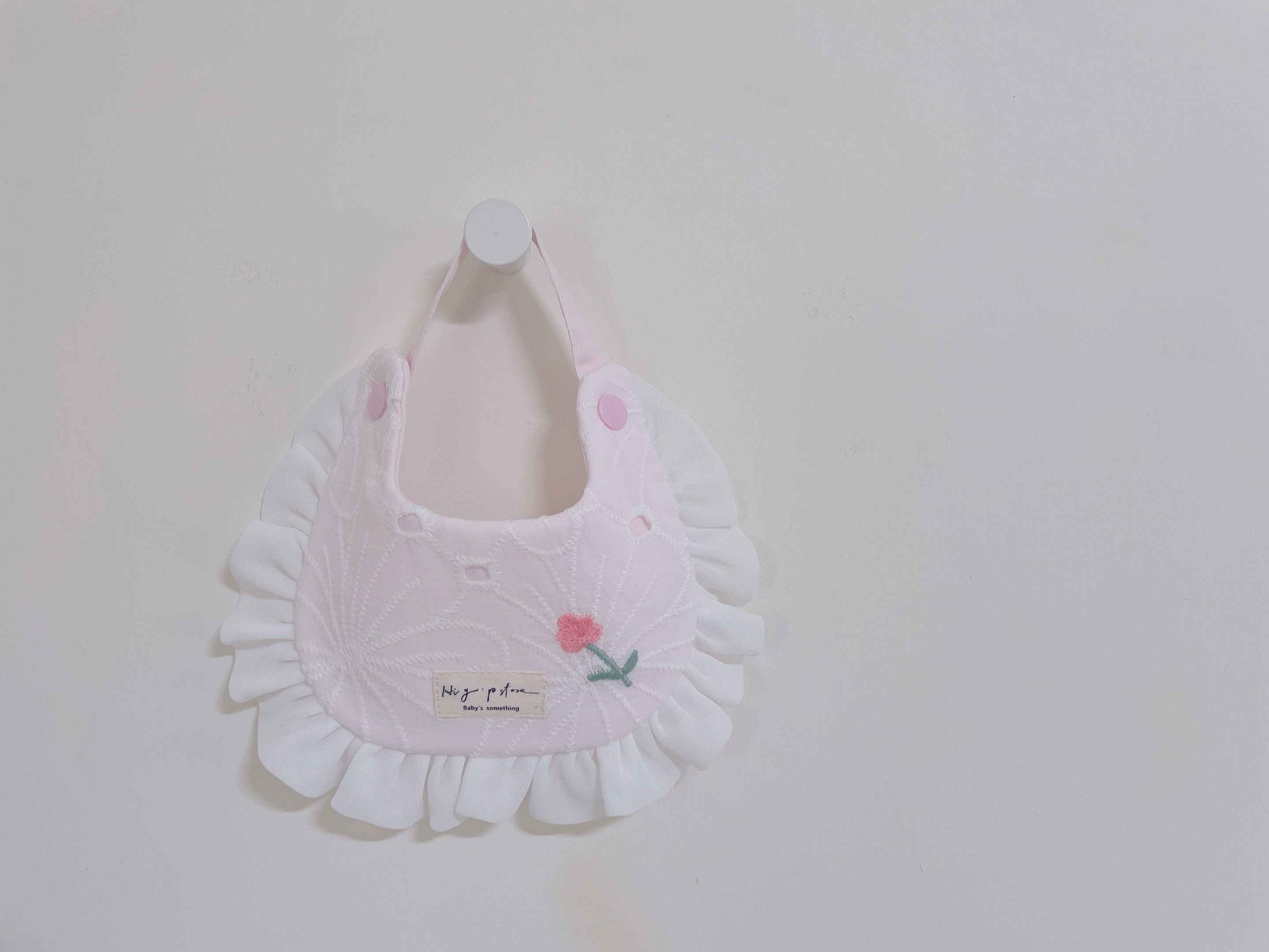 Hi Y.P store-手作圍兜-刺繡粉花