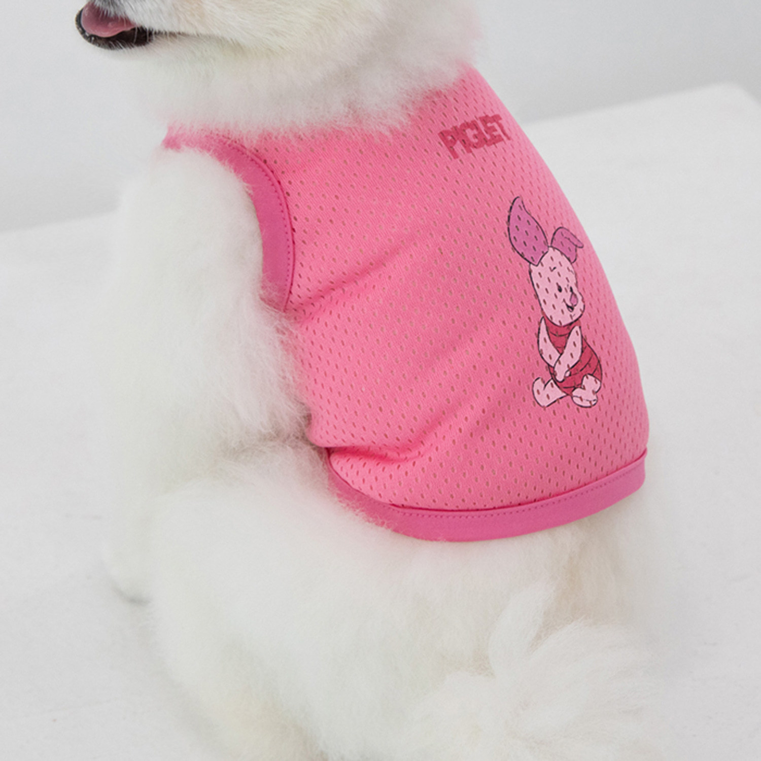 Disney小豬網眼透涼短版背心