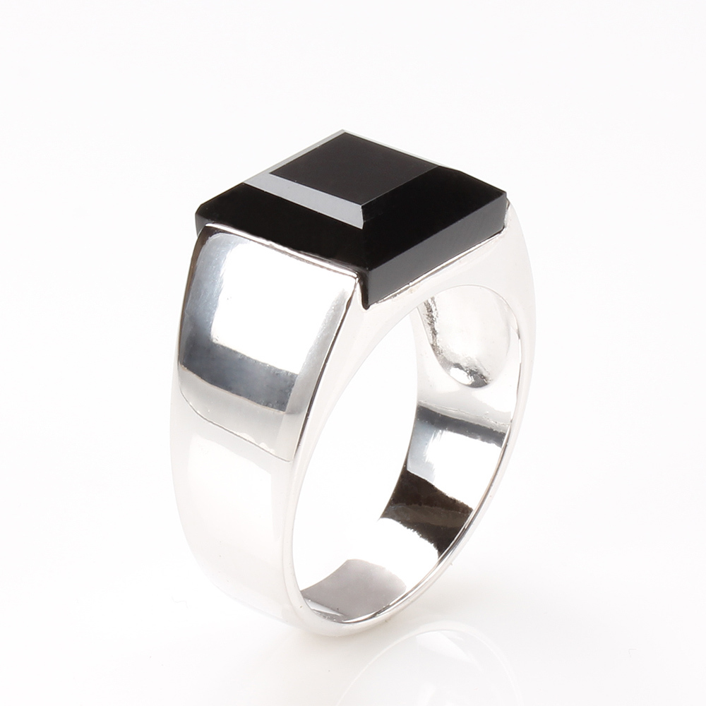 【雅紅珠寶】天然黑瑪瑙戒指-925銀飾-堅定不移-R0247