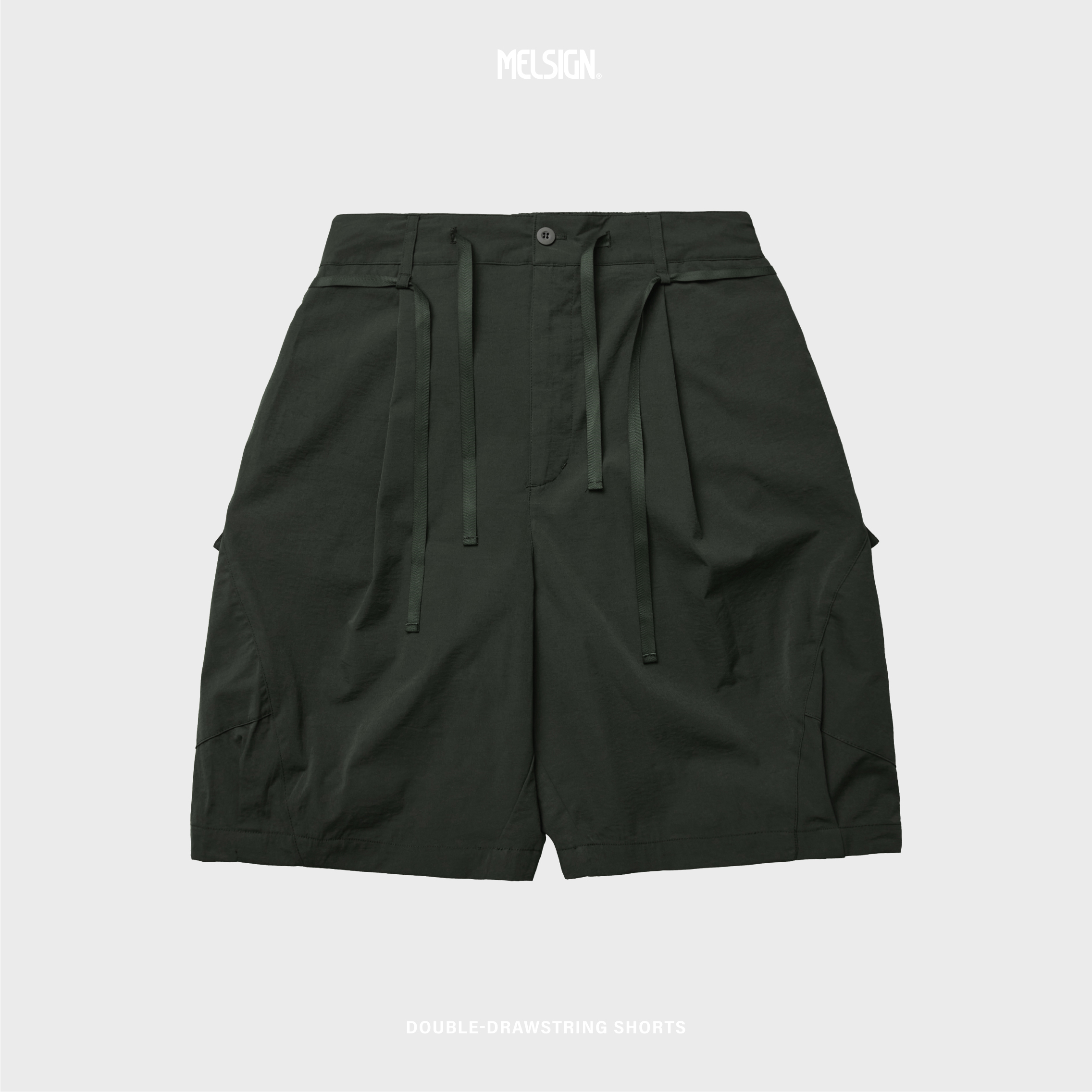 MELSIGN - Double-Drawstring Shorts - Olive