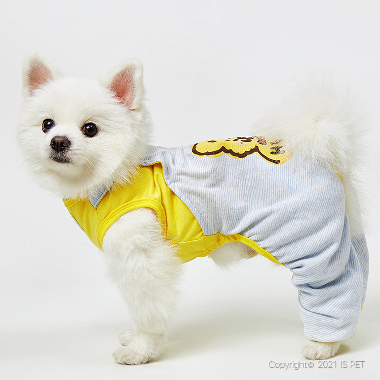 【新上架！】IsPet Petilet 寵物狗衣服 - 狗狗圖案藍色條紋四腳裝 - [4尺寸]