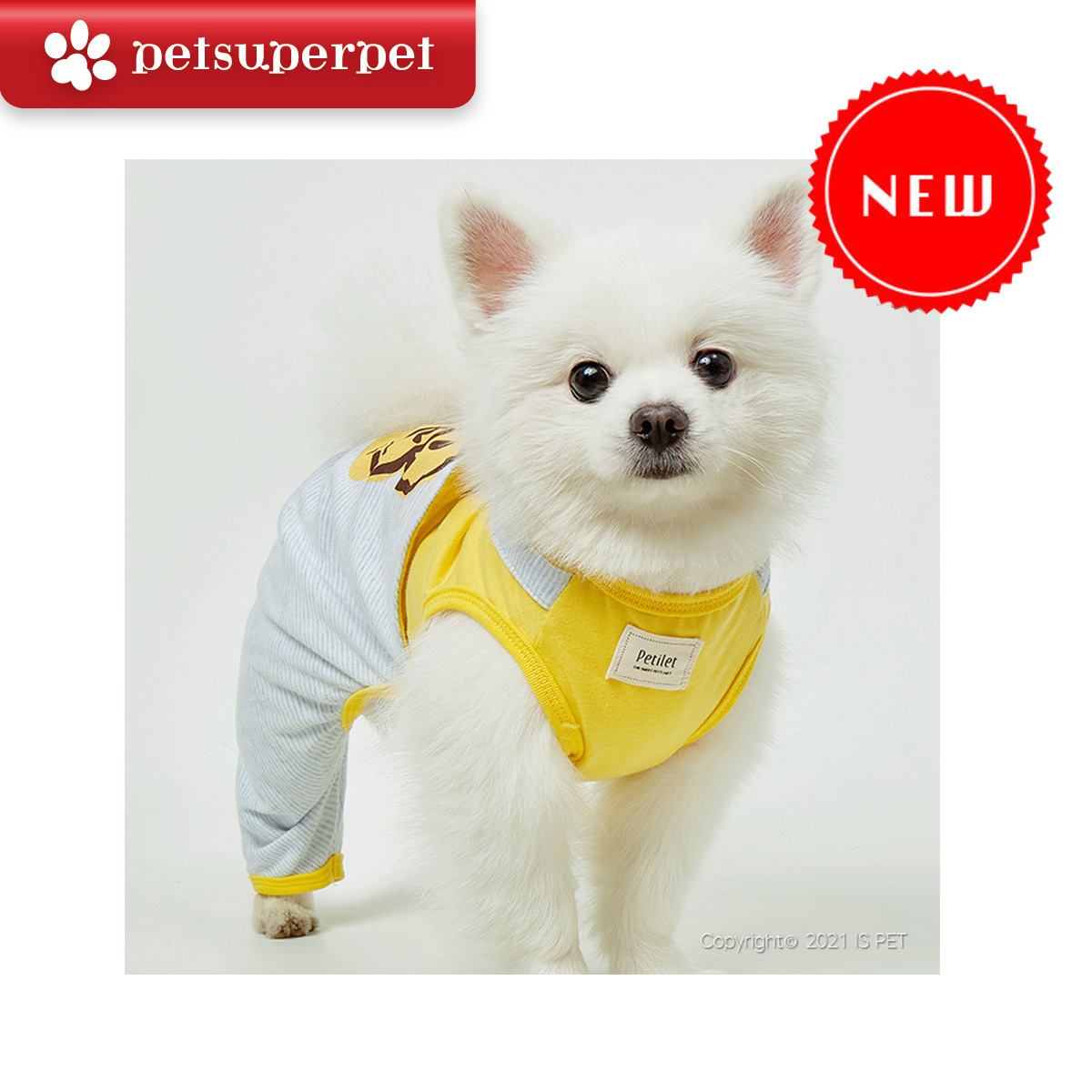 【新上架！】IsPet Petilet 寵物狗衣服 - 狗狗圖案藍色條紋四腳裝 - [4尺寸]