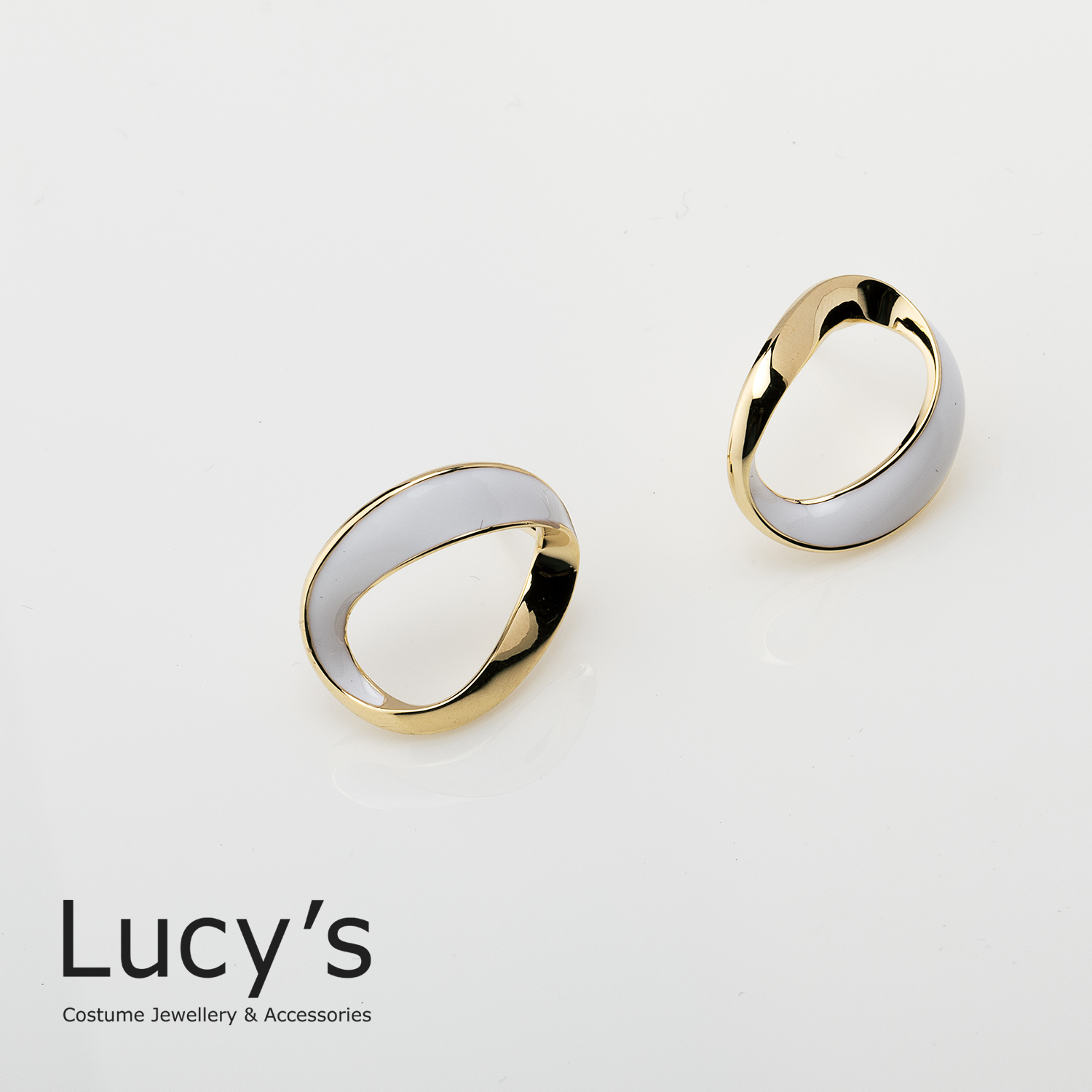 素色金綢緞圈(二色) 耳環 (96040/96041)