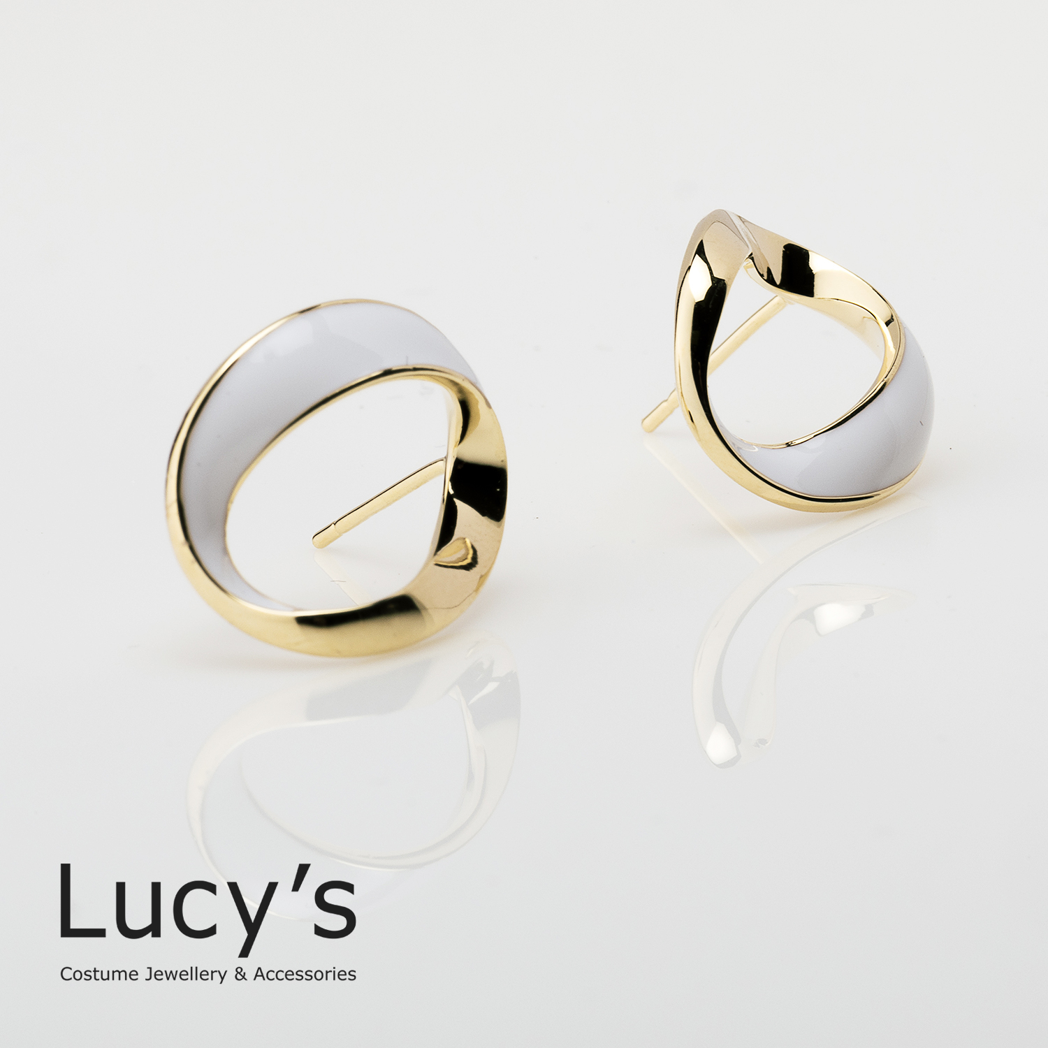 素色金綢緞圈(二色) 耳環 (96040/96041)