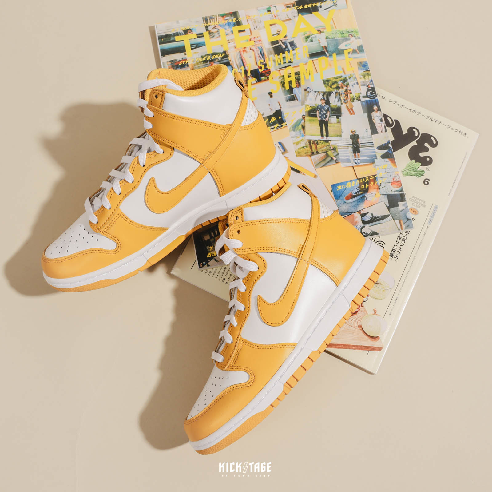 女鞋NIKE DUNK HI DARK SULFUR 白黃姜黃高筒復古休閒鞋【DD1869-106】