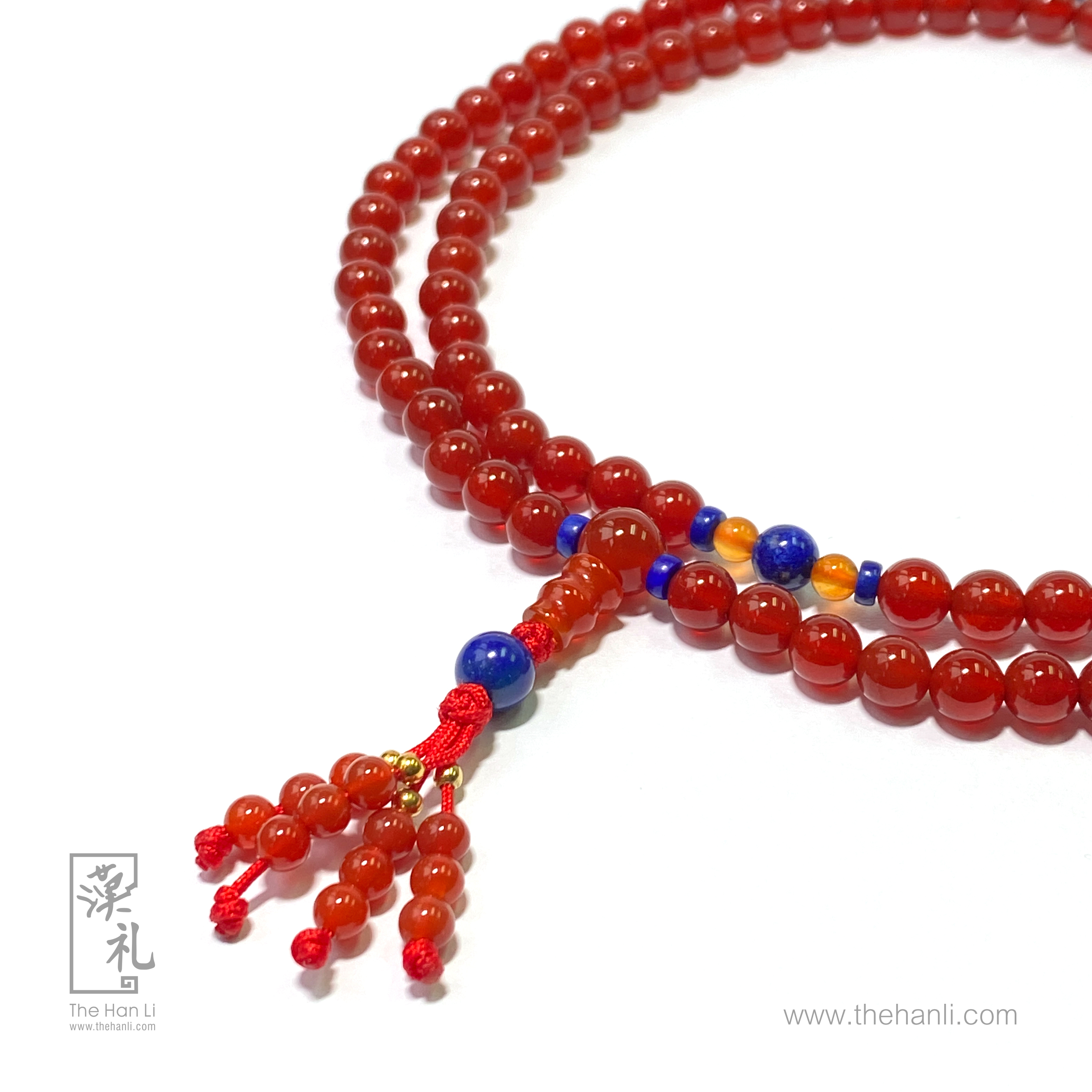 6mm 紅瑪瑙手串 (108顆) (配：青金石)
