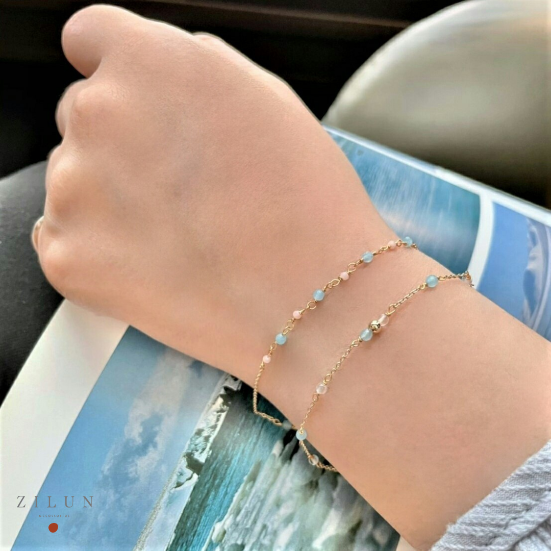 │簡約│海洋心球 • 天然石 • 14K注金 • 14kgf