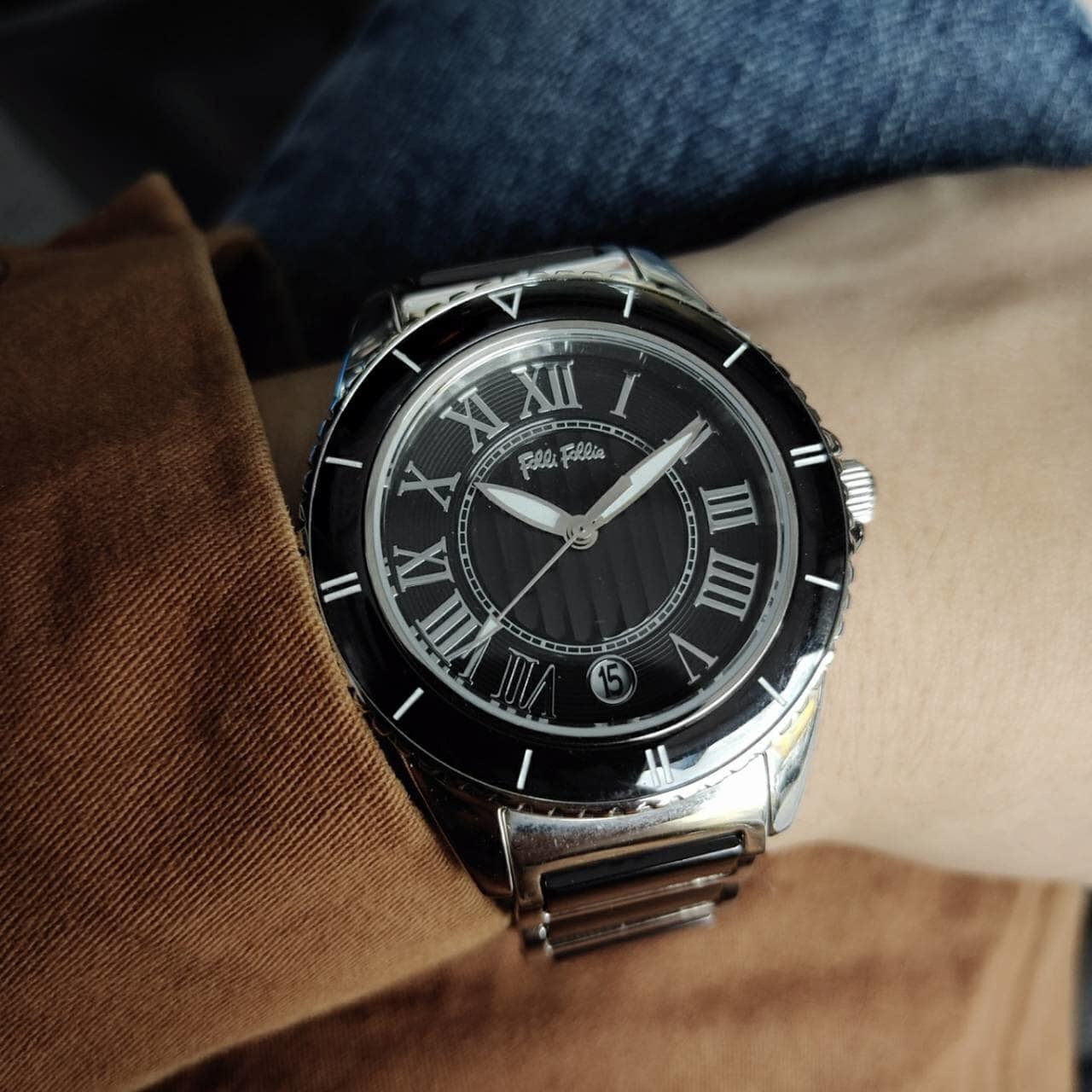 【Folli Follie】 典雅銀黑半不銹鋼半陶瓷腕錶 WF6T019BDK/XX 38mm 現代鐘錶