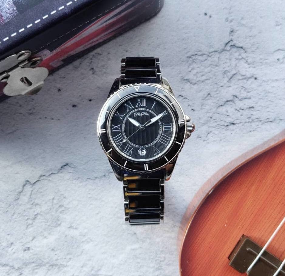 【Folli Follie】 典雅銀黑半不銹鋼半陶瓷腕錶 WF6T019BDK/XX 38mm 現代鐘錶