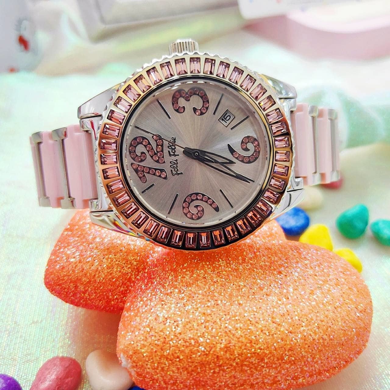 【Folli Follie】 甜美銀粉半不銹鋼半陶瓷腕錶 WF6A023BTP/XX 38mm 現代鐘錶