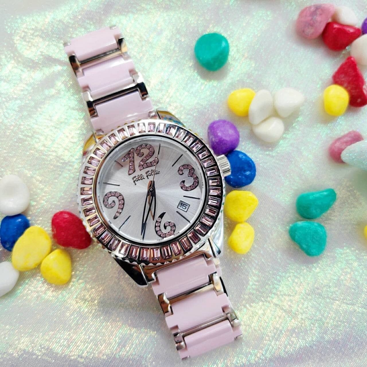 【Folli Follie】 甜美銀粉半不銹鋼半陶瓷腕錶 WF6A023BTP/XX 38mm 現代鐘錶