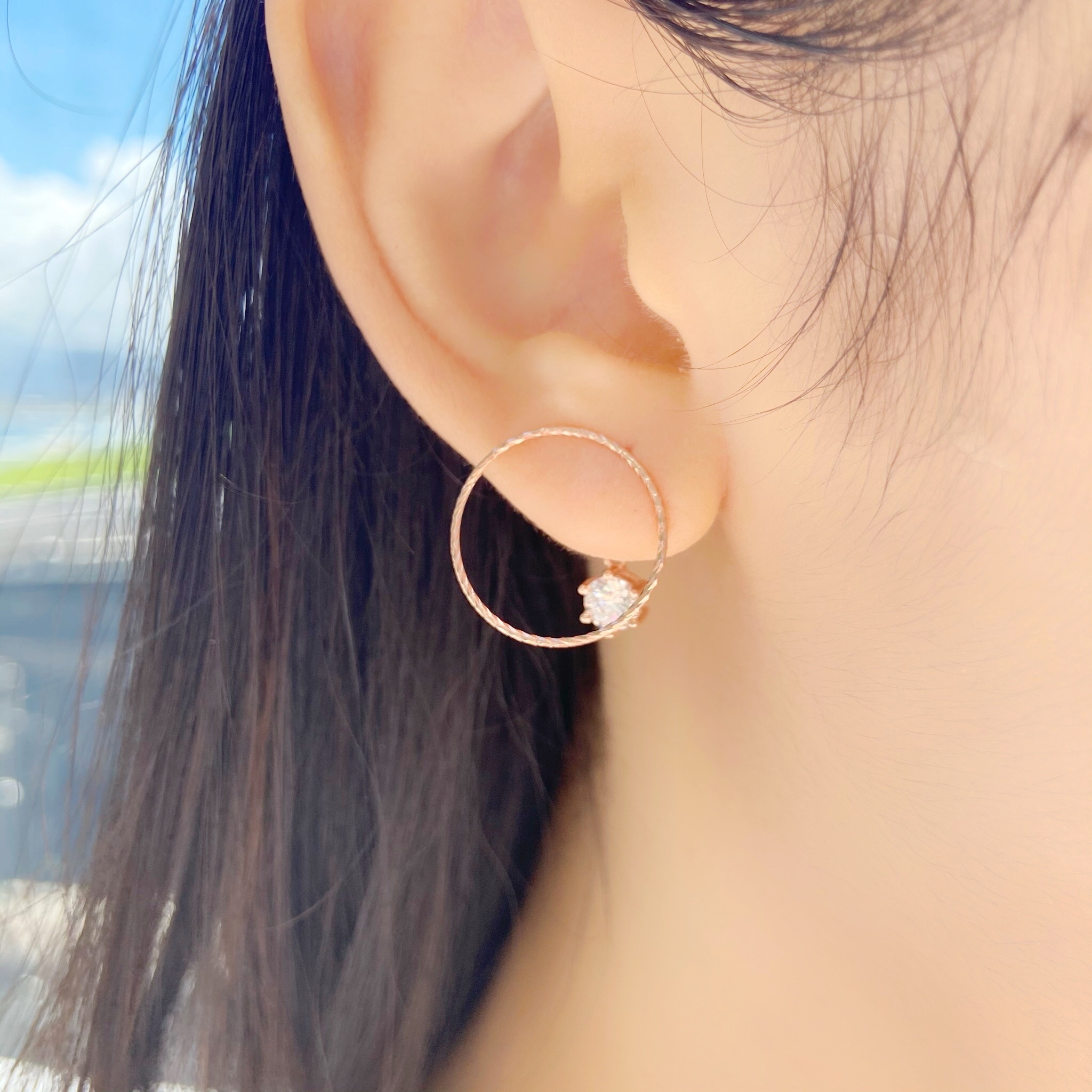 | 925 Silver・White Gold・Rose Gold | Circle Earrings（Silver / Rose Gold） | EA0384 |