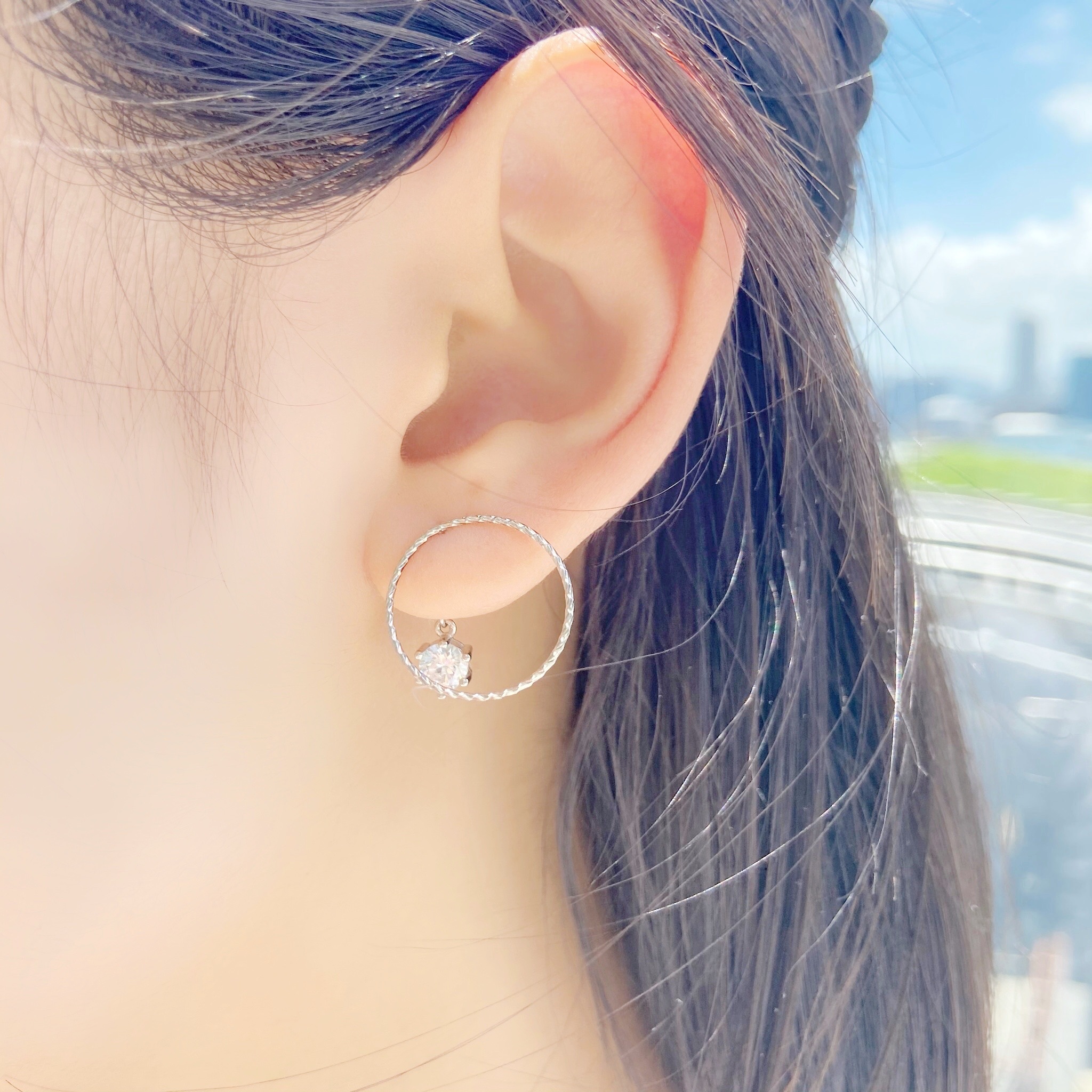 | 925 Silver・White Gold・Rose Gold | Circle Earrings（Silver / Rose Gold） | EA0384 |