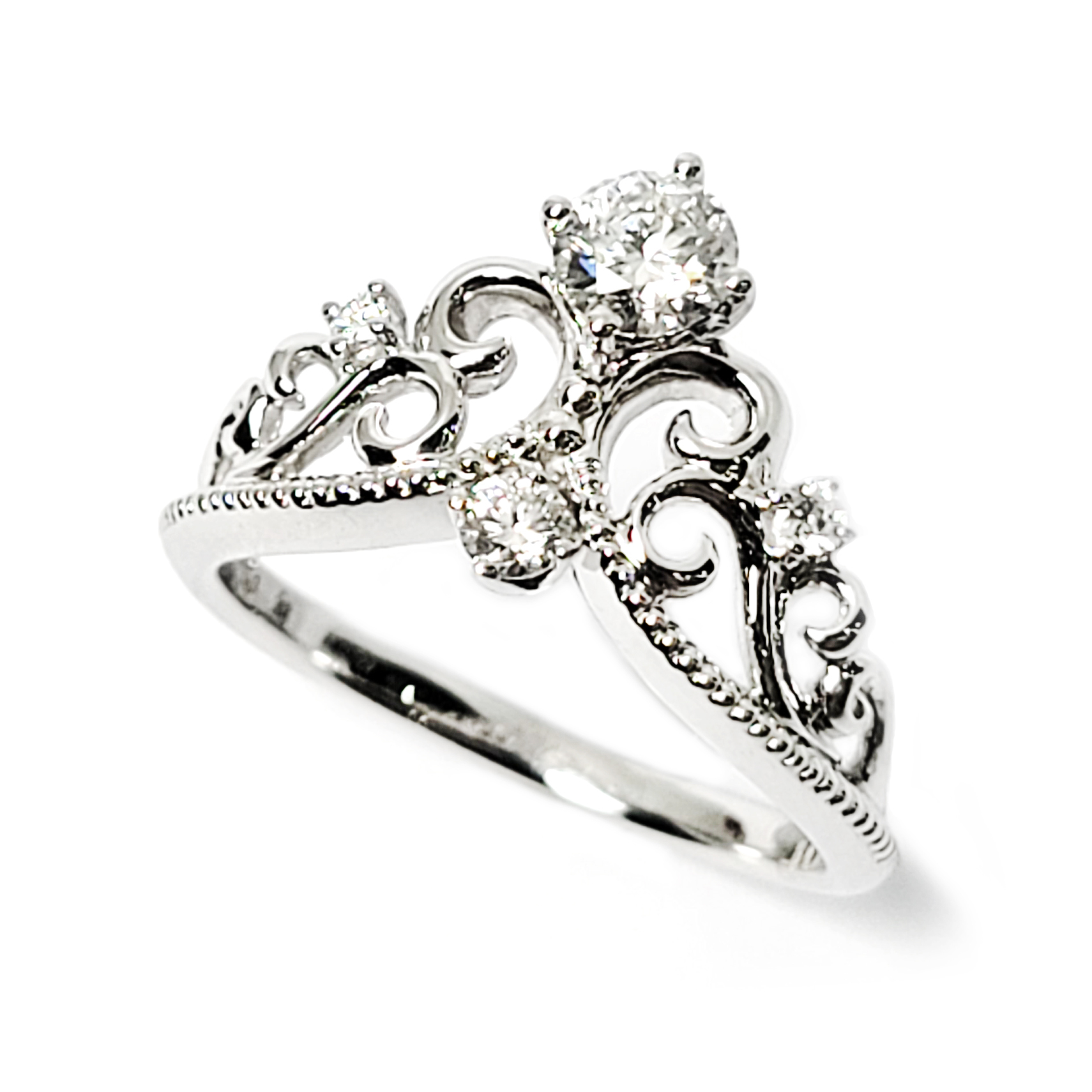 18K 白金天然鑽石戒指