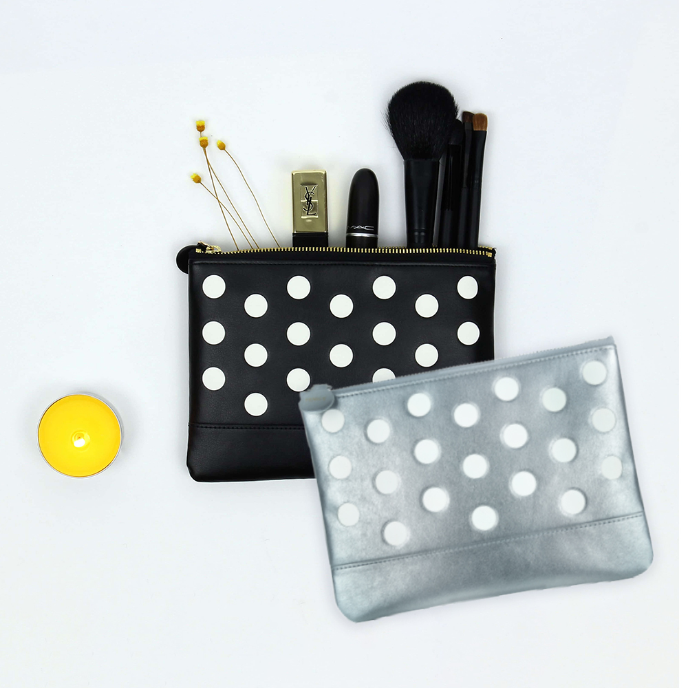 FENICE 點點造型隨身收納袋(銀)