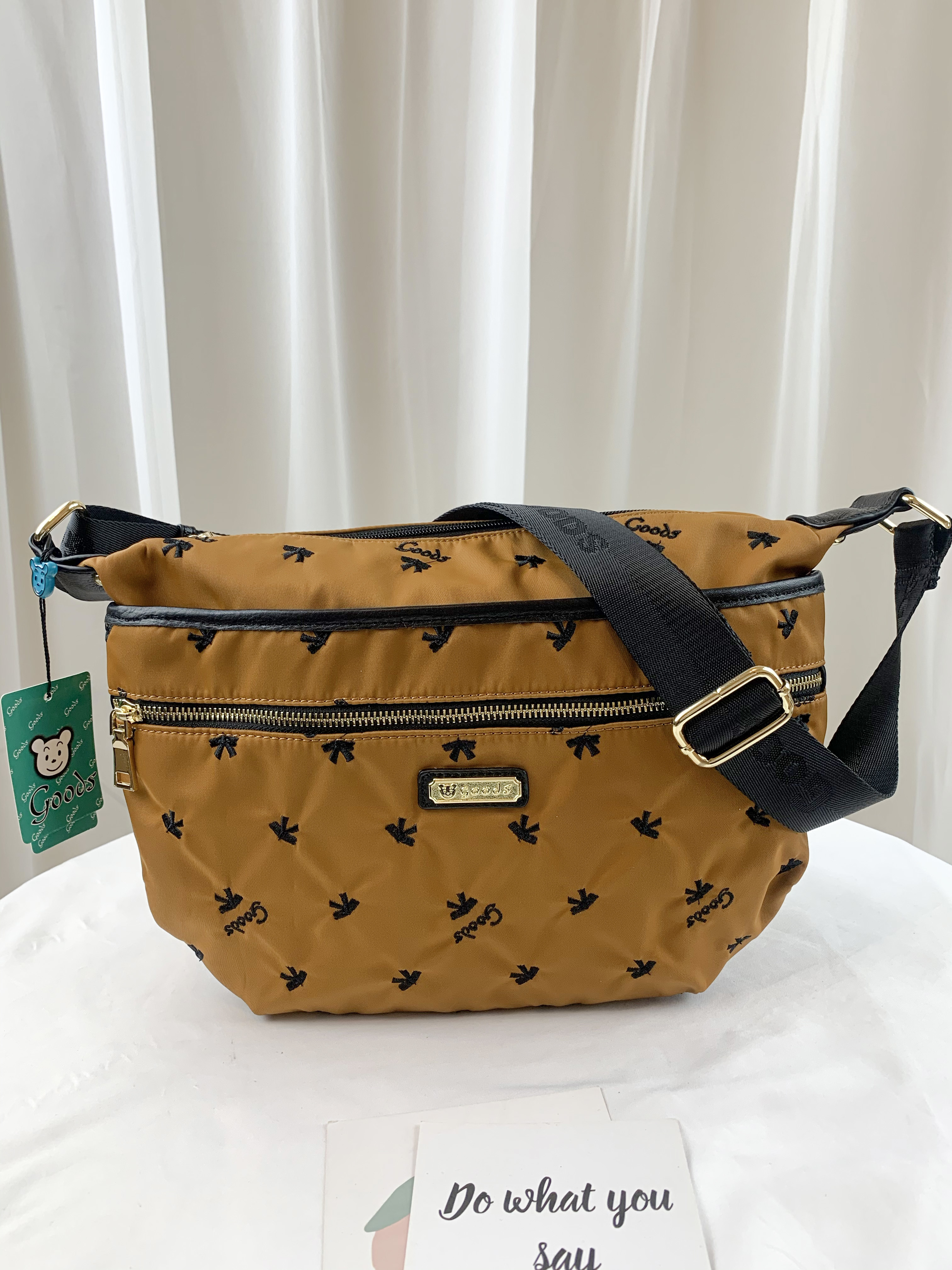 GOODS 復古蝴蝶結 尼龍防潑水腰包 / 側背包  #6119